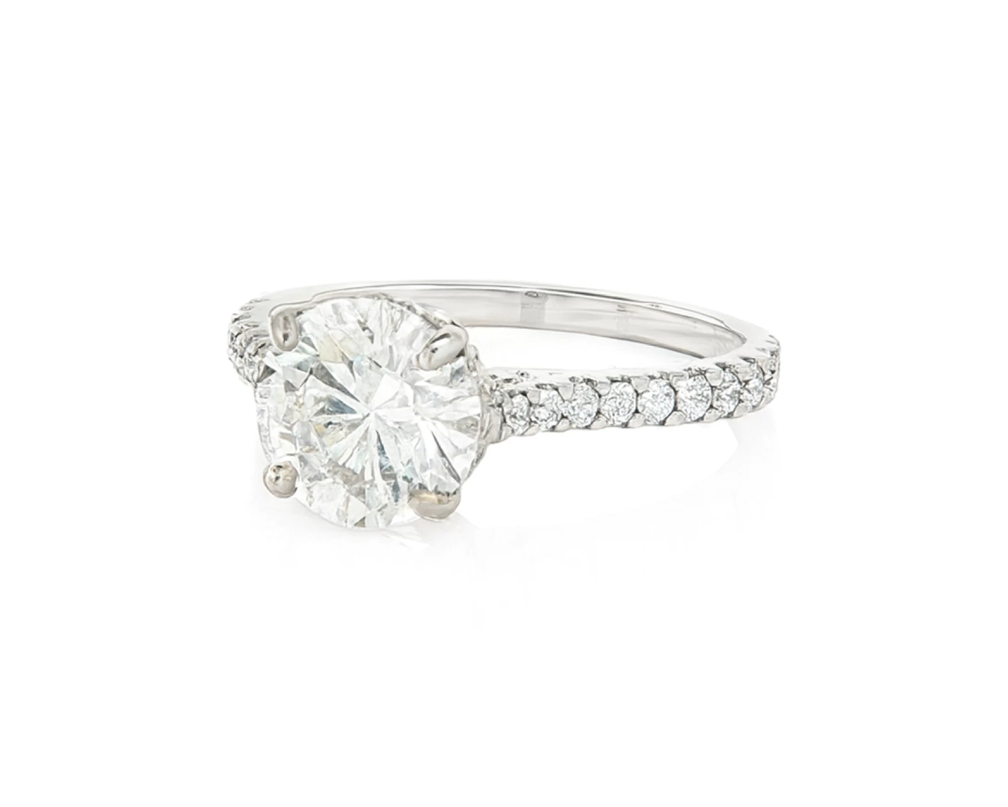18k Round Cut Petite Micropavé Engagement Ring 3.25 CT – lifestyle 2466