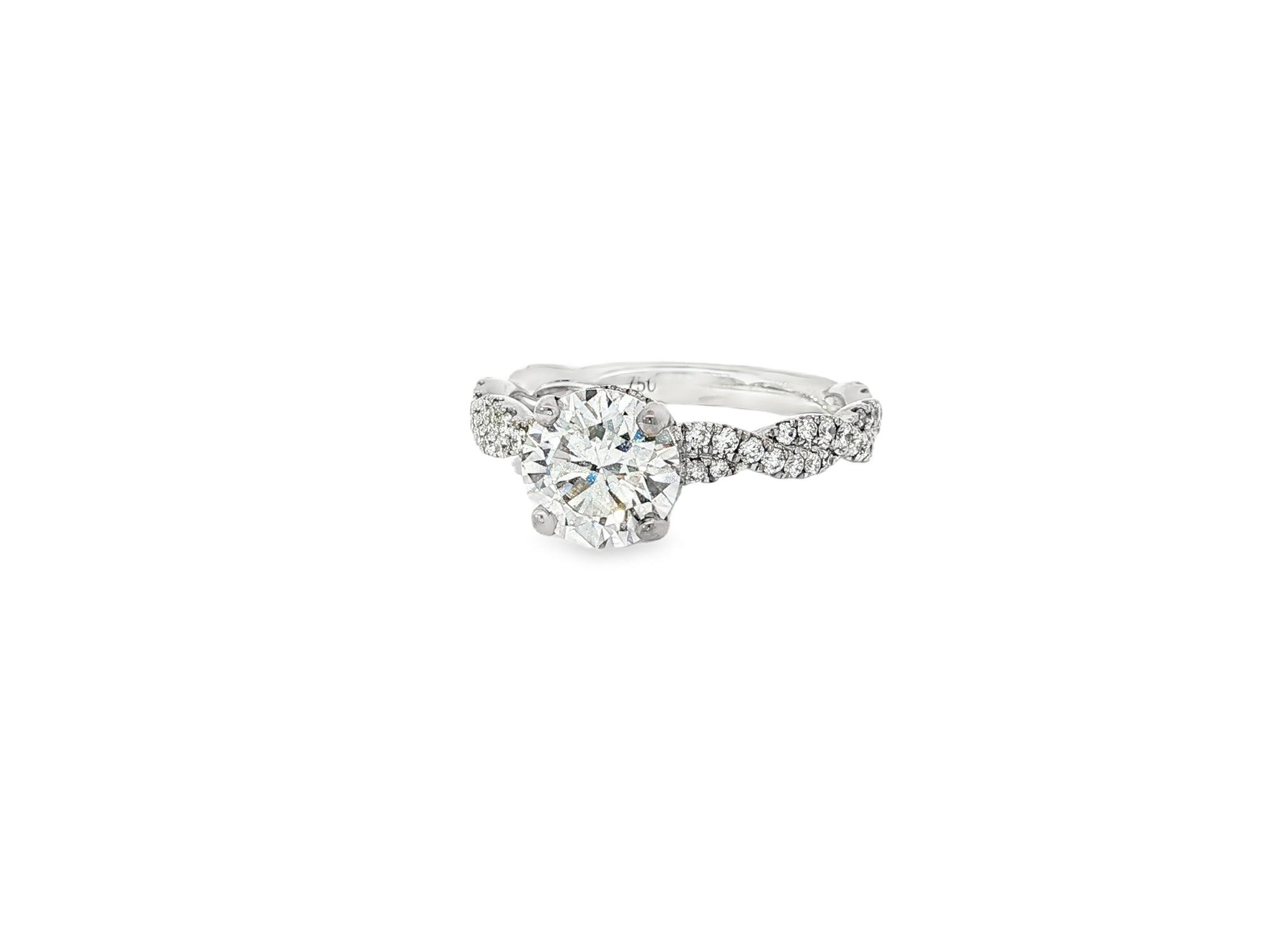 18k Round Cut Twisted Pavé Engagement Ring 1.50 CT - AVI THE JEWELER