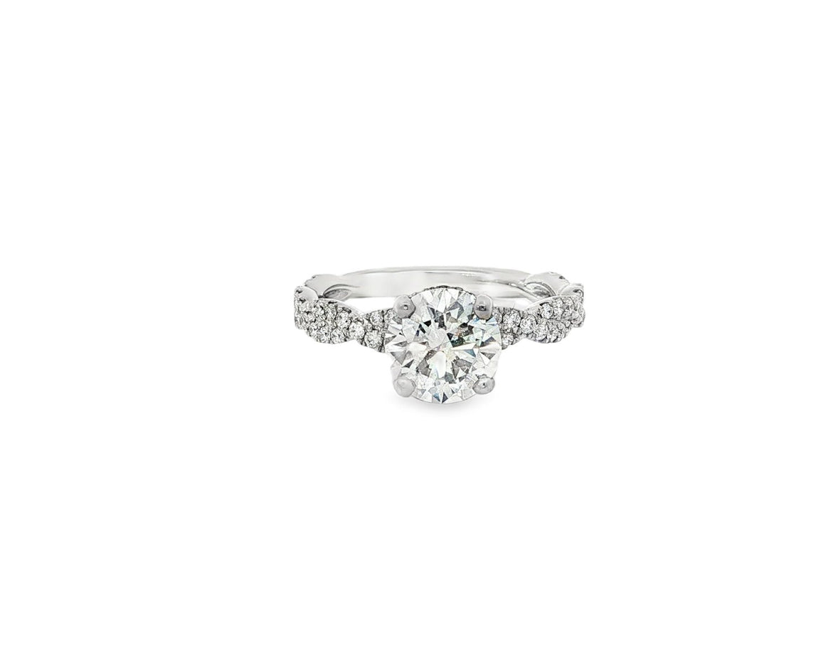18k Round Cut Twisted Pavé Engagement Ring 1.50 CT - AVI THE JEWELER
