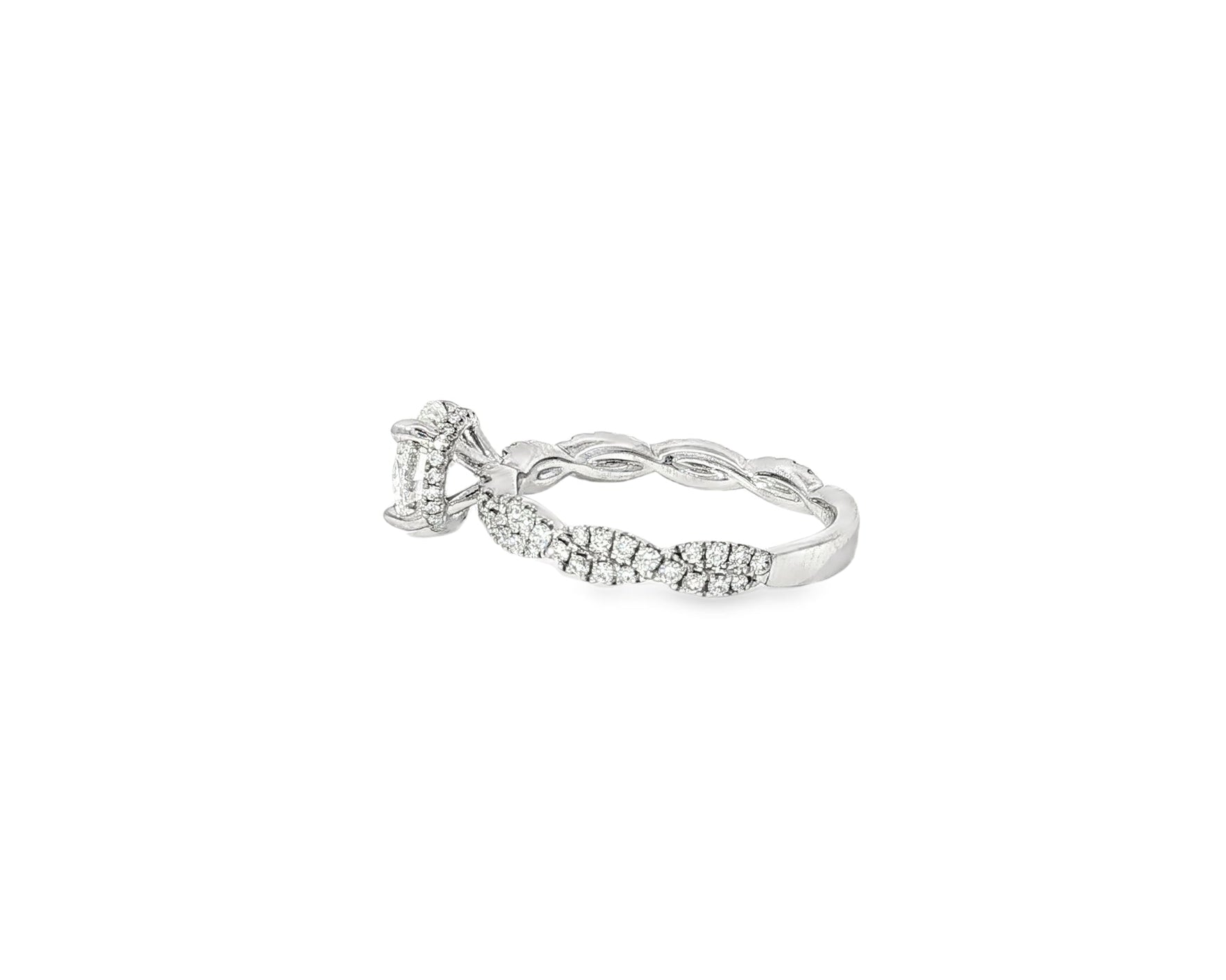18k Round Cut Twisted Pavé Engagement Ring 1.50 CT - AVI THE JEWELER