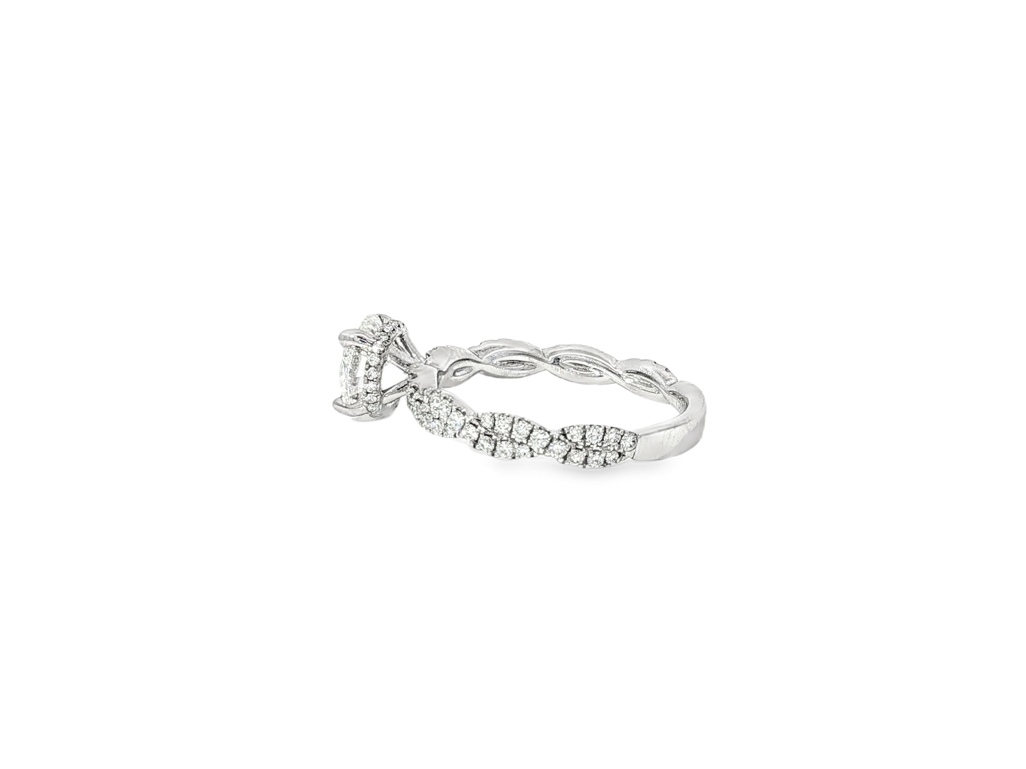 18k Round Cut Twisted Pavé Engagement Ring 1.50 CT - AVI THE JEWELER