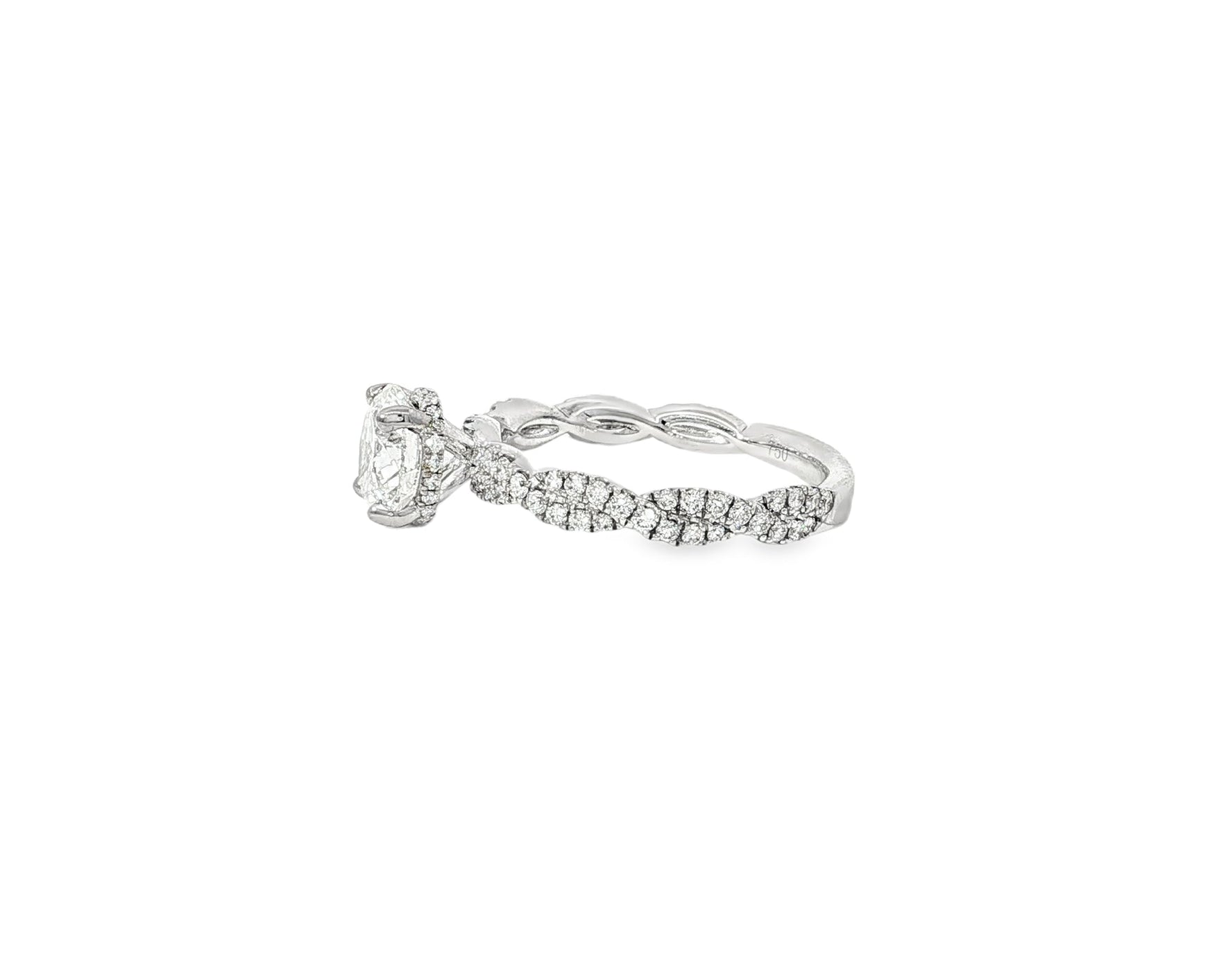 18k Round Cut Twisted Pavé Engagement Ring 1.50 CT - AVI THE JEWELER