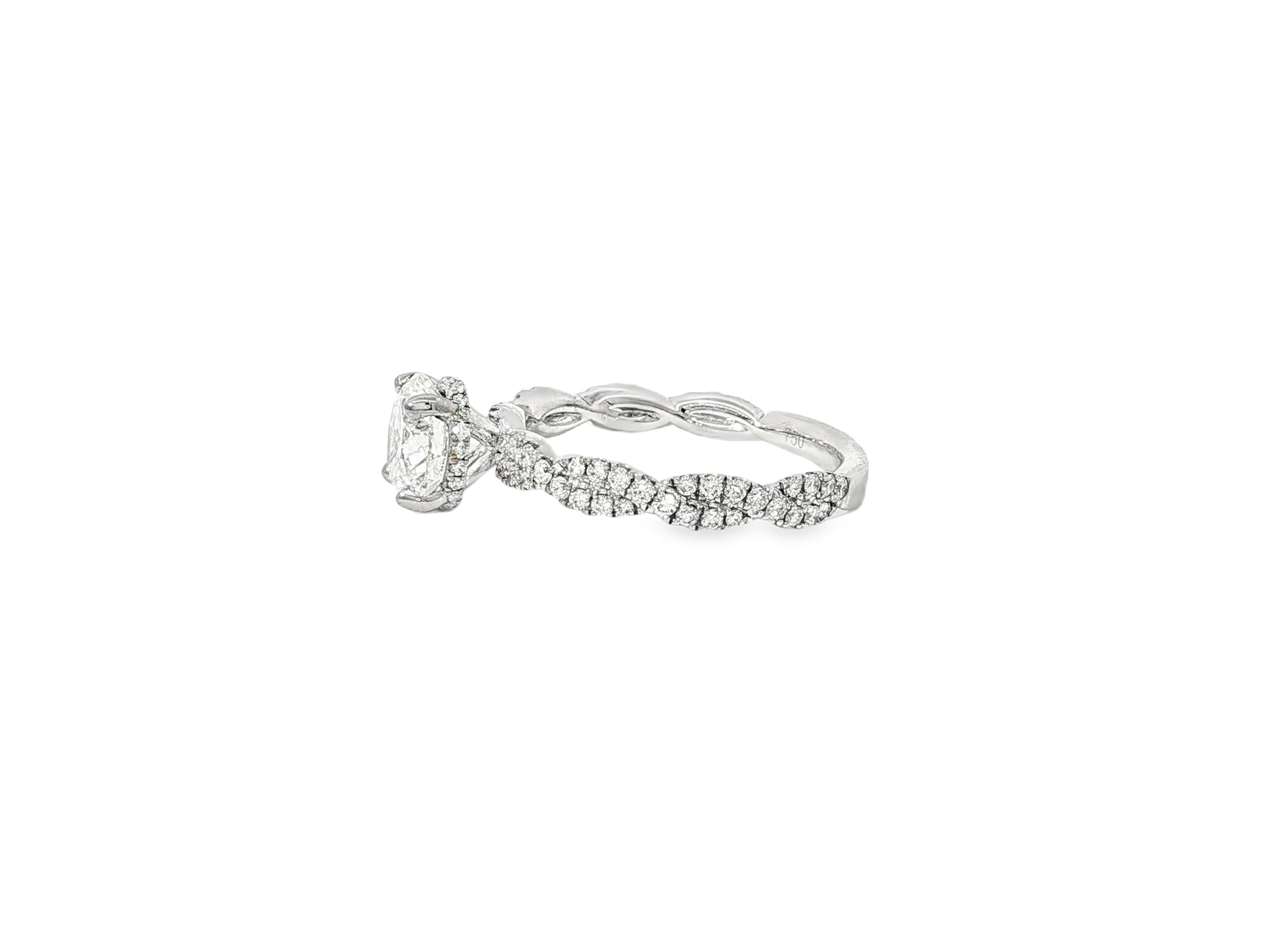 18k Round Cut Twisted Pavé Engagement Ring 1.50 CT - AVI THE JEWELER