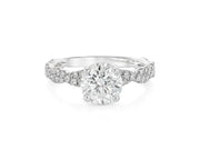 18k Round Cut Twisted Pavé Engagement Ring 1.50 CT