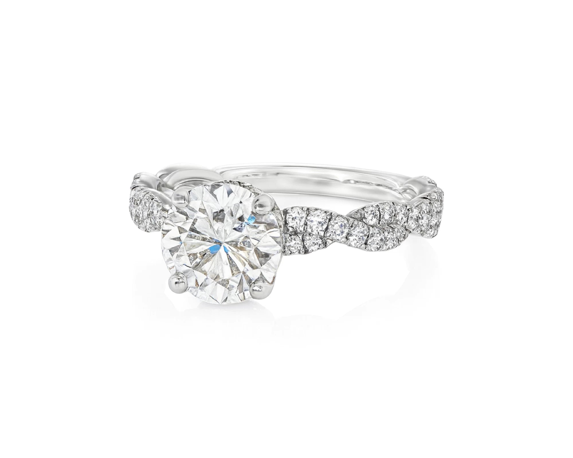 18k Round Cut Twisted Pavé Engagement Ring 1.50 CT – lifestyle 2359