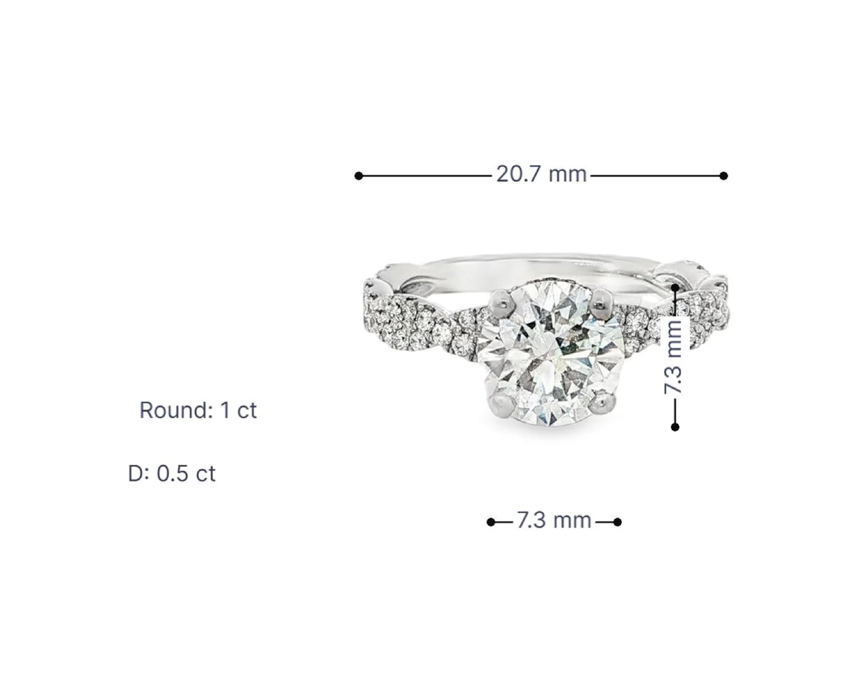 18k Round Cut Twisted Pavé Engagement Ring 1.50 CT – lifestyle 3090