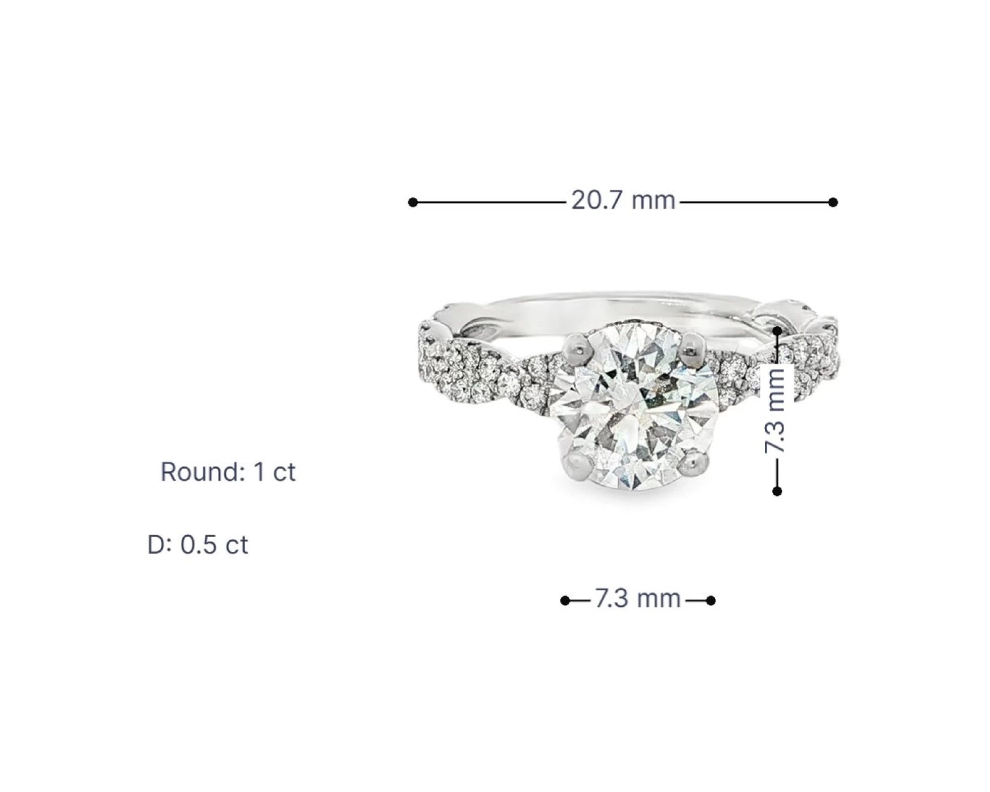 18k Round Cut Twisted Pavé Engagement Ring 1.50 CT – lifestyle 3090
