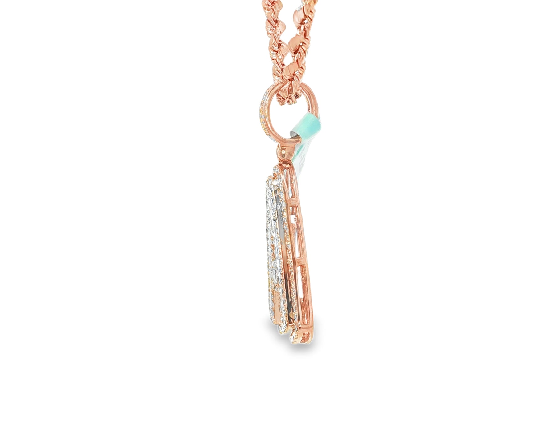 10k Gold Baguette & Round Natural Diamond Initial Pendant 1.00ct