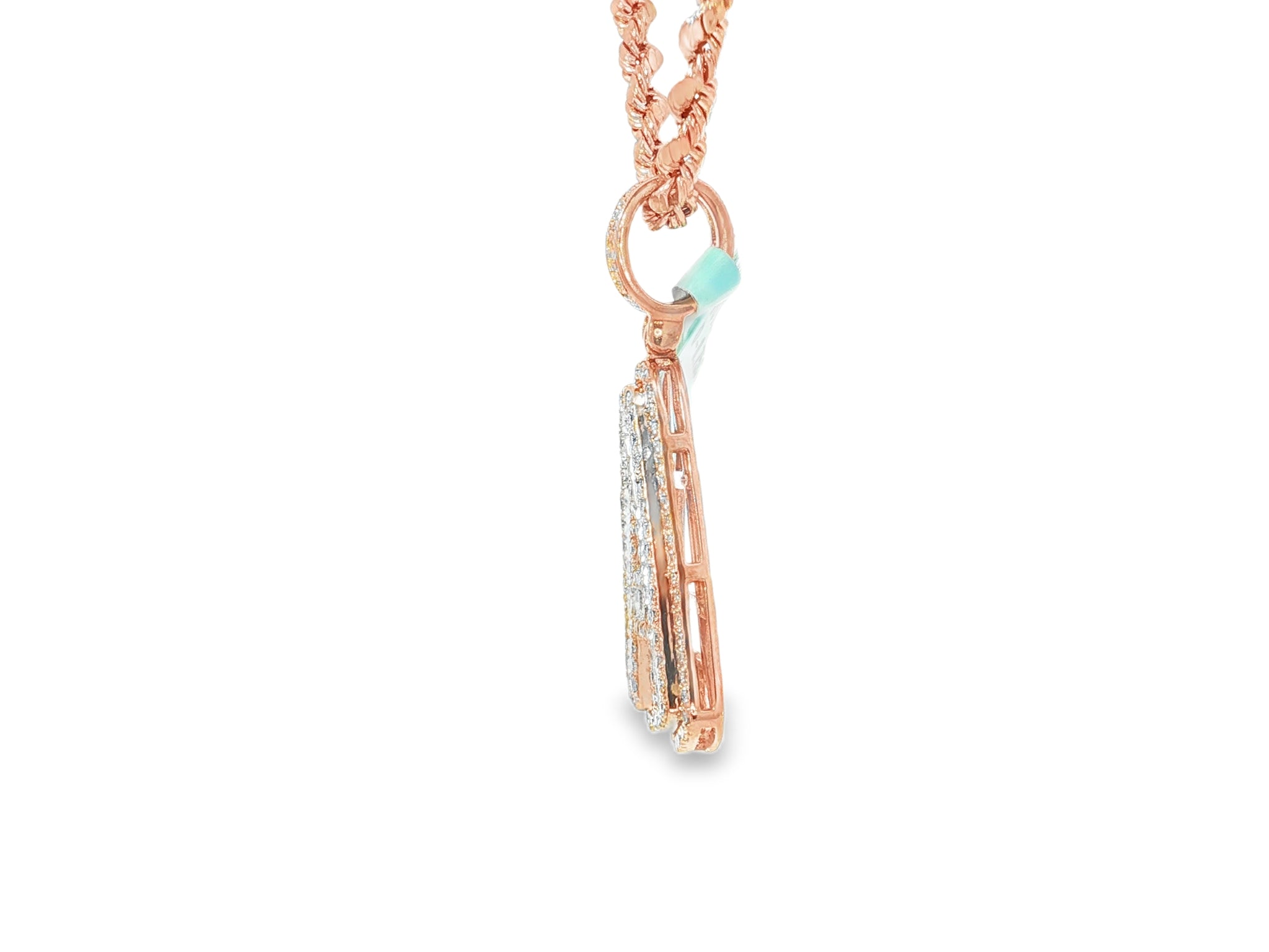 10k Gold Baguette & Round Natural Diamond Initial Pendant 1.00ct