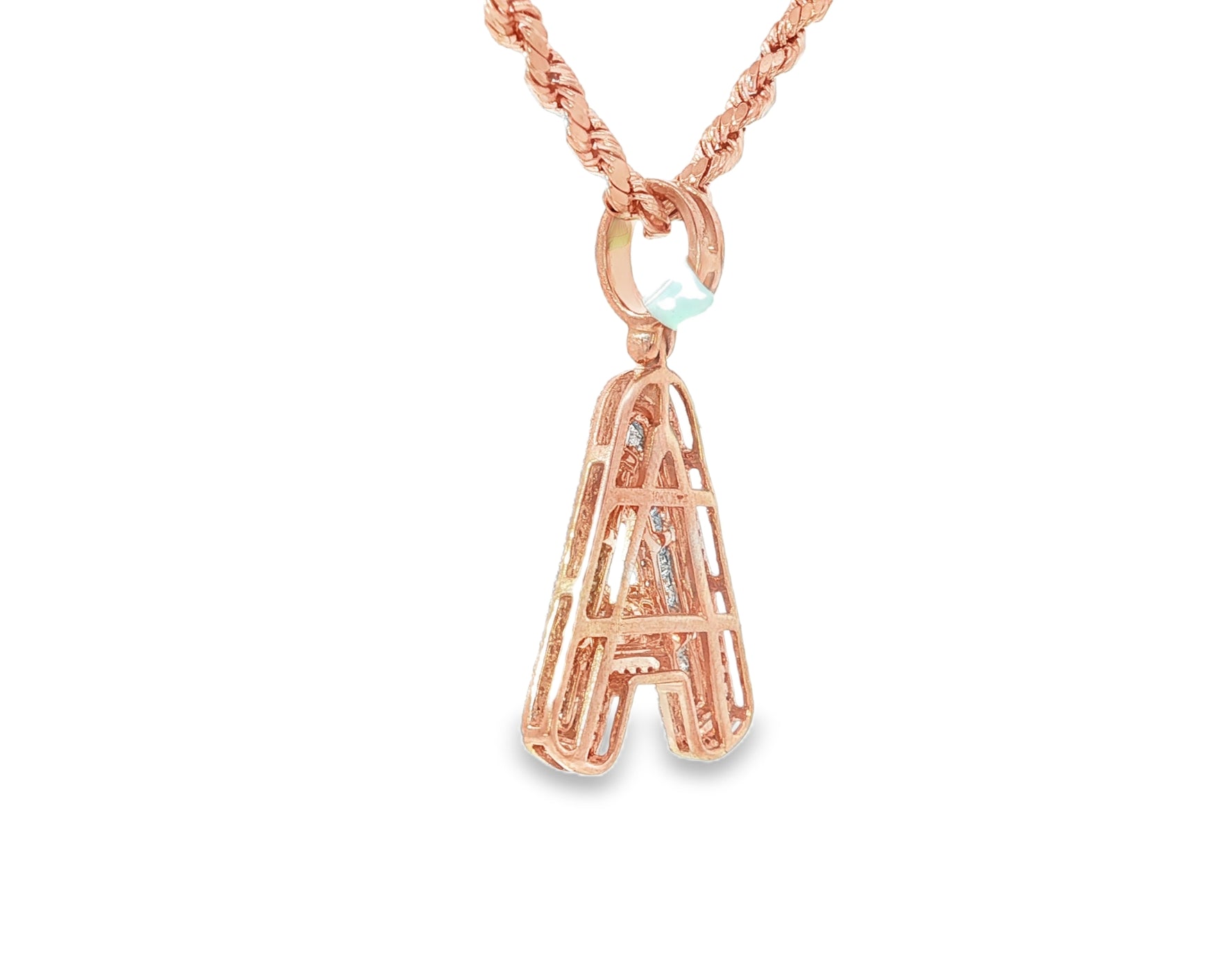 10k Gold Baguette & Round Natural Diamond Initial Pendant 1.00ct