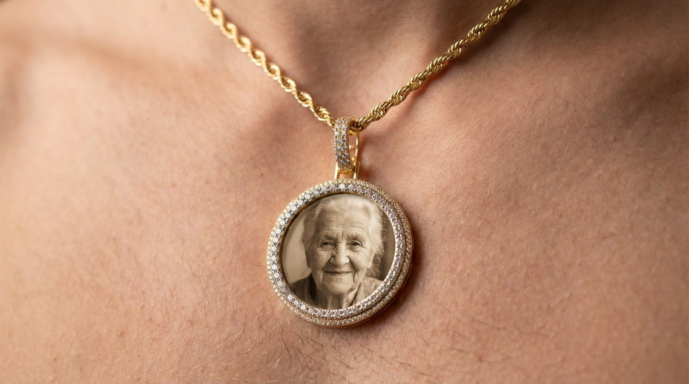 10k Gold Diamond Round Double Halo Memory Charm 1.85ct