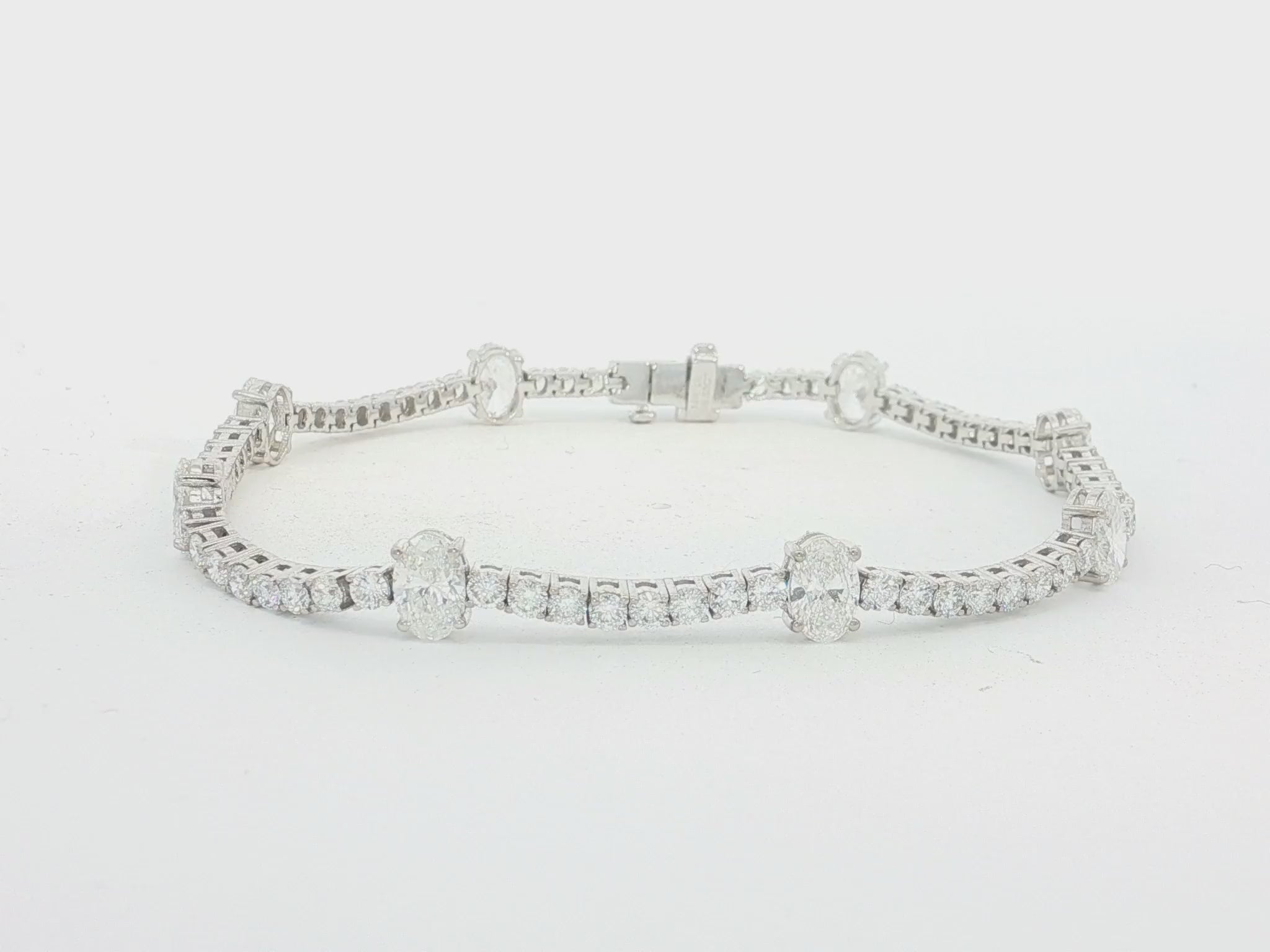14K Oval Cut Three Stone Tennis Bracelet 5.53ct