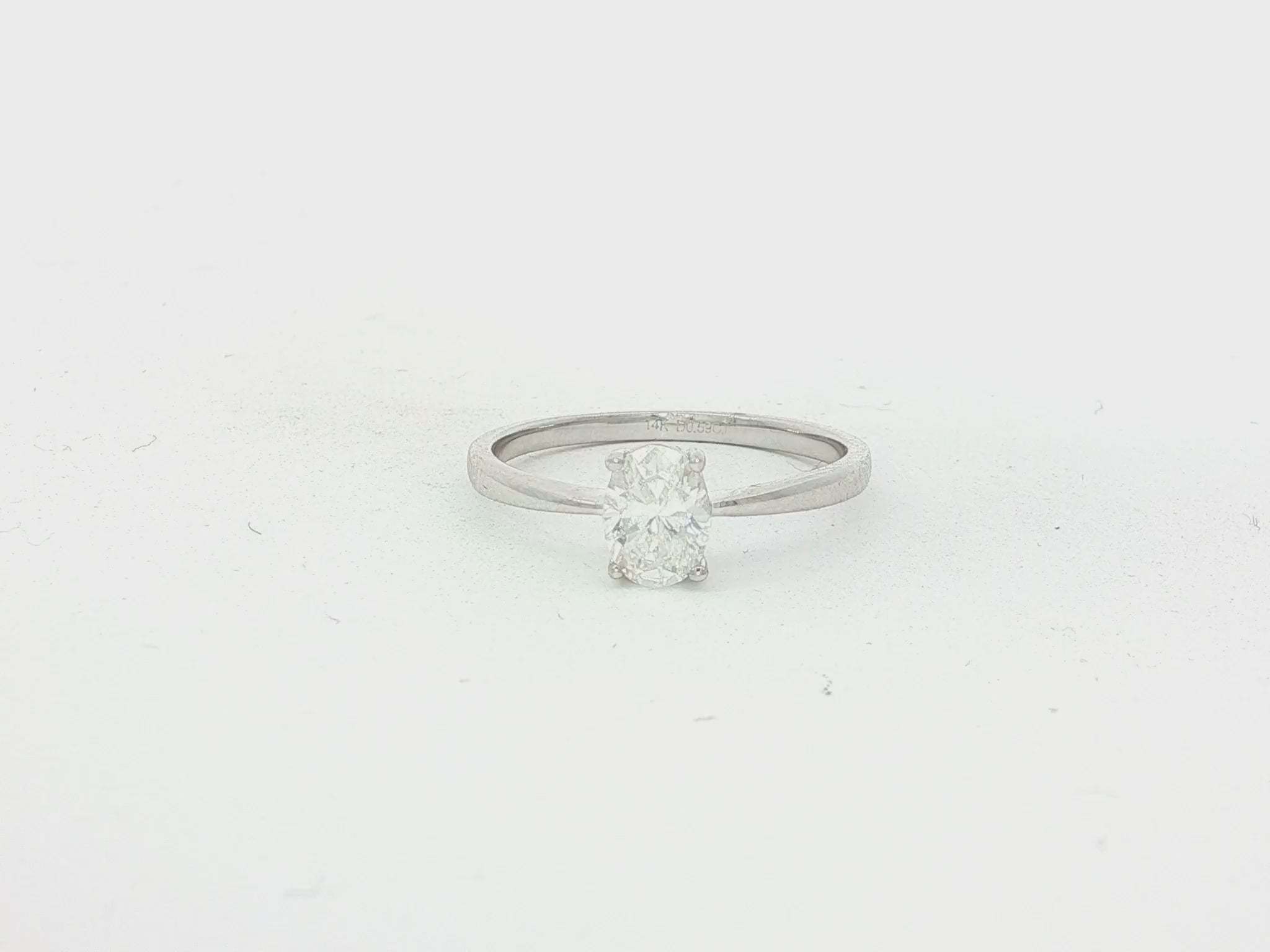14k Gold Diamond Solitaire Ring with Oval-Cut Center Stone 0.60ct