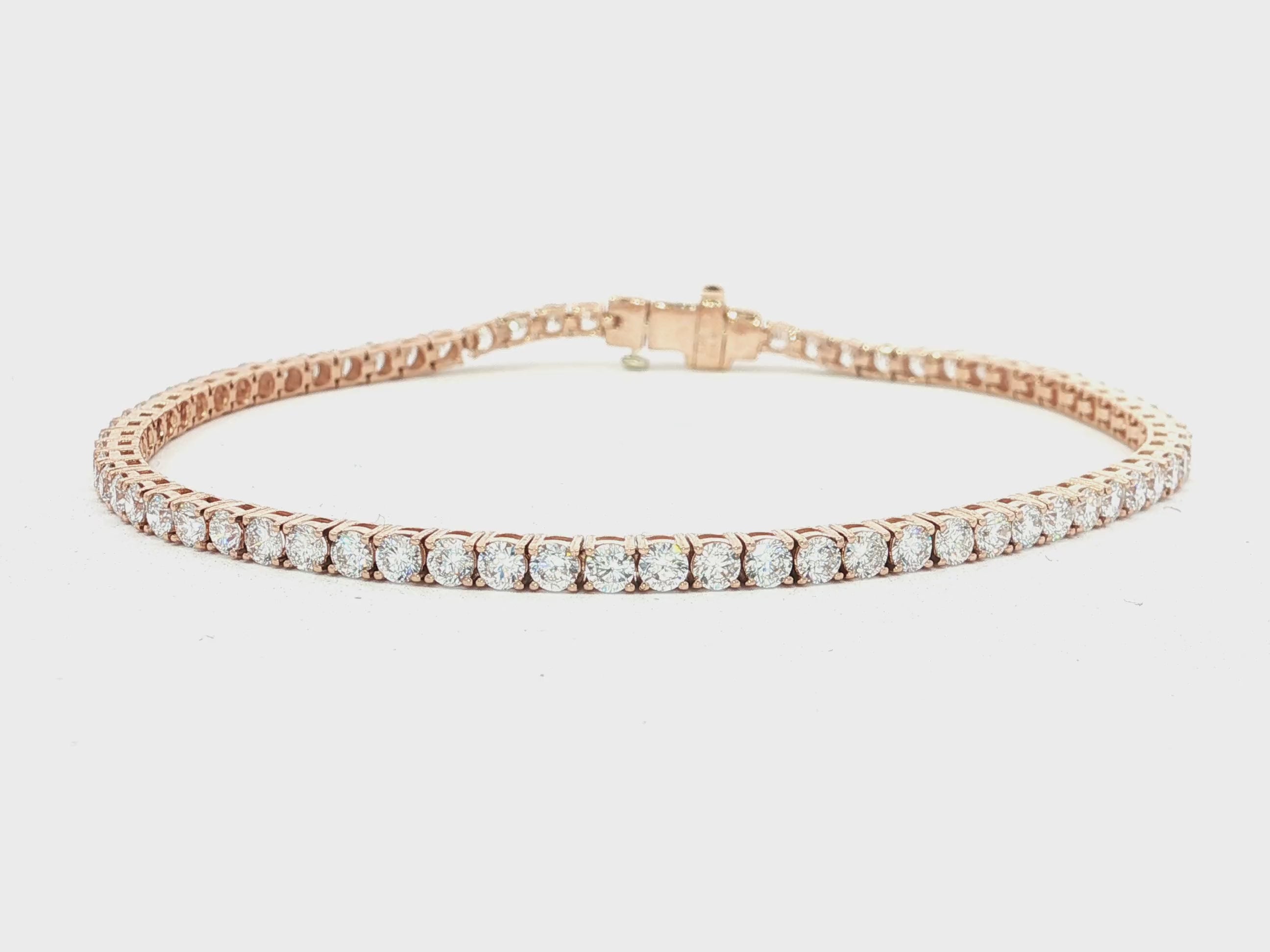 14k Gold Diamond Tennis Bracelet with Round-Cut Classic Design 3.72ct