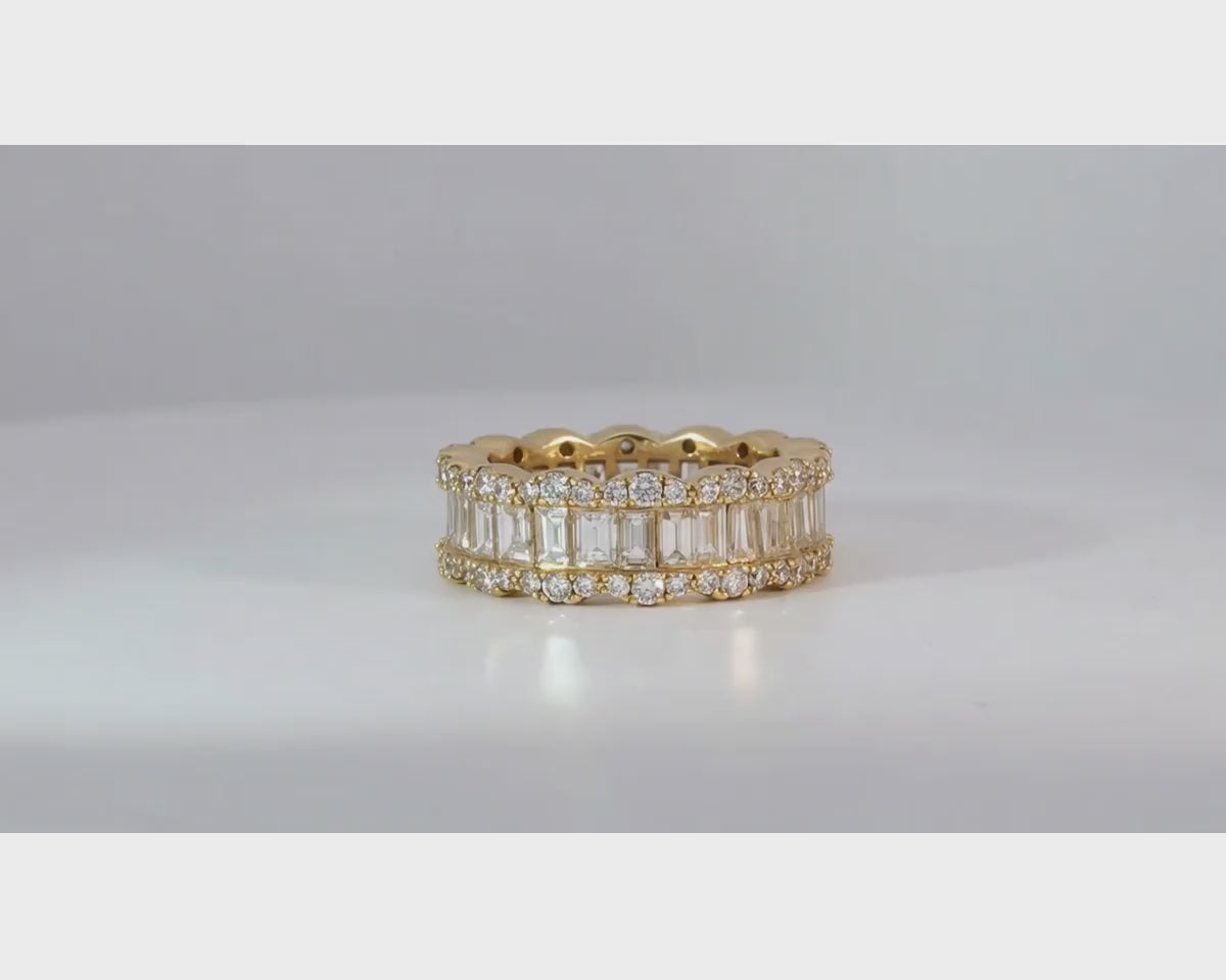 14k Gold Baguette & Round Diamond Eternity Band Ring 3.75ct – product video