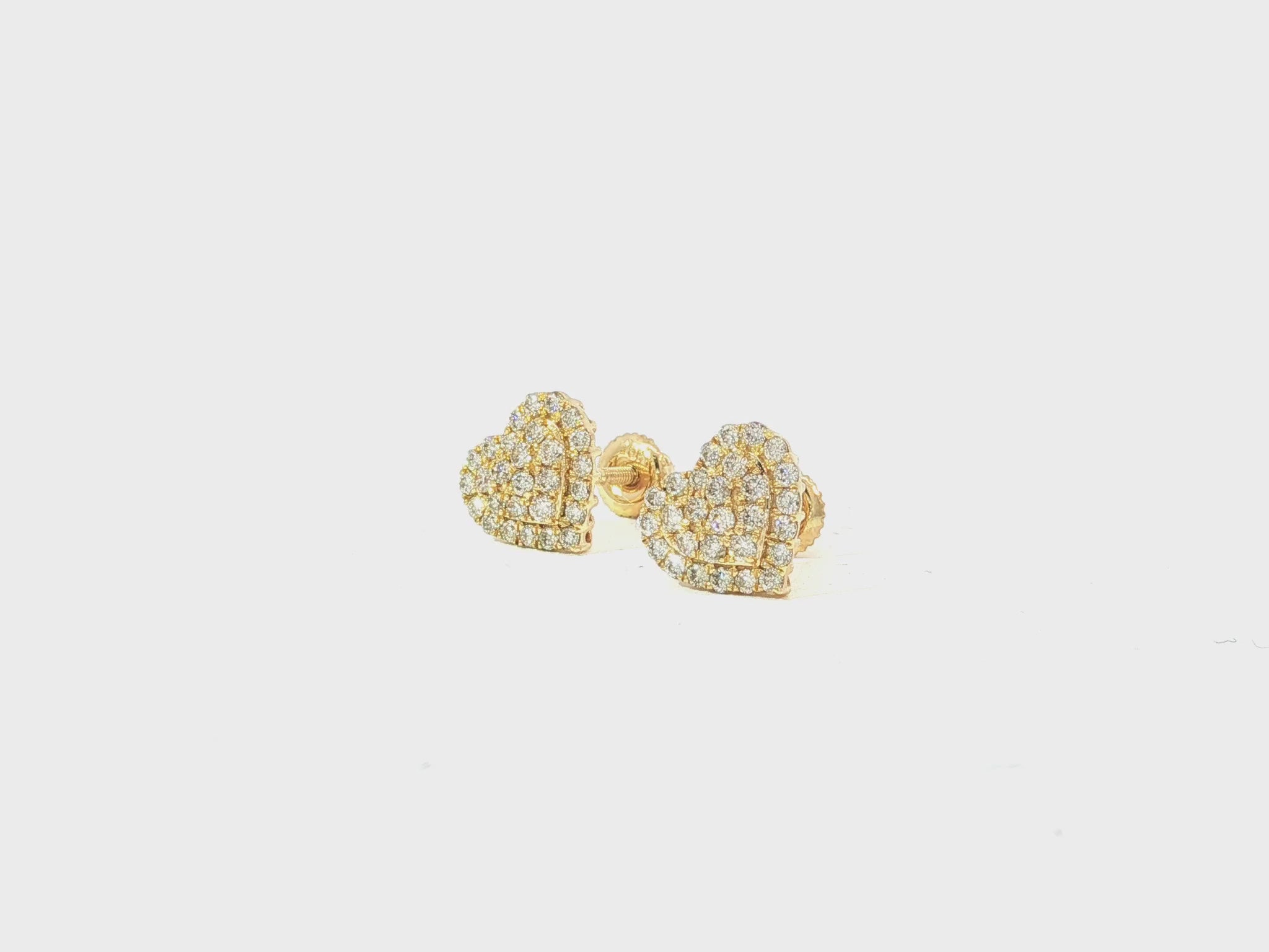 10k Gold Diamond Heart-Shaped Stud Earrings with Round Cut Pave Design 0.49ct