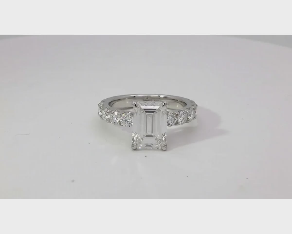 14k Emerald Cut Diamond Cluster Band Engagement Ring 4.61 CT – product video