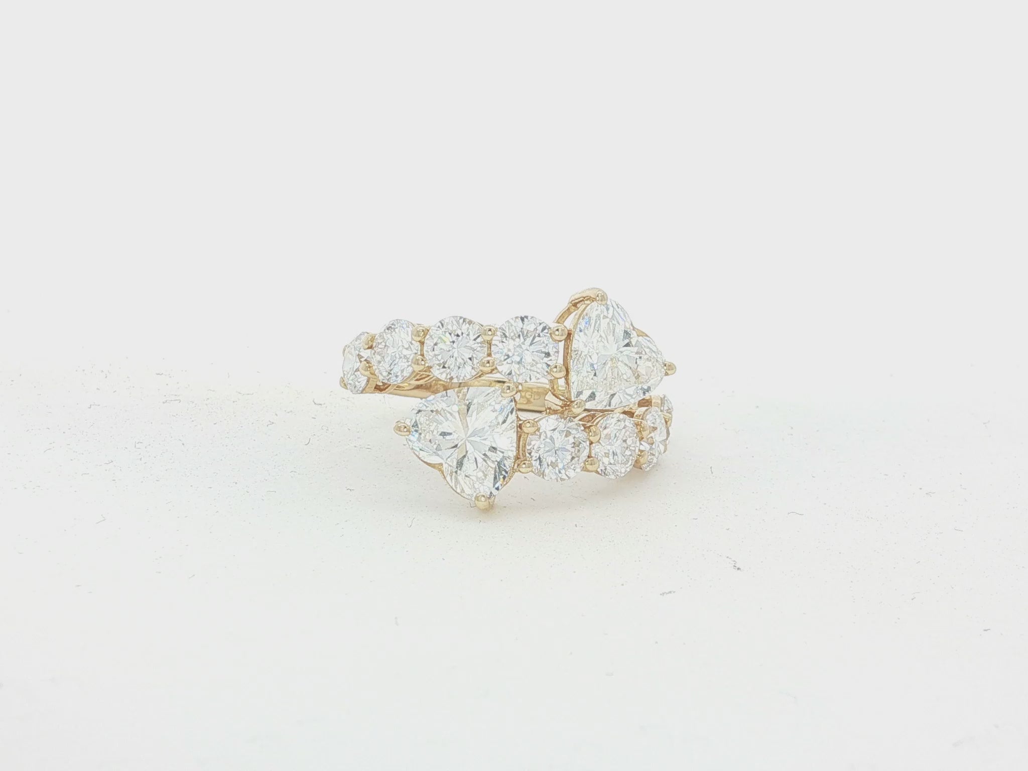14K Gold Diamond Heart Cut Multi Wrap Ring 4.60 CT