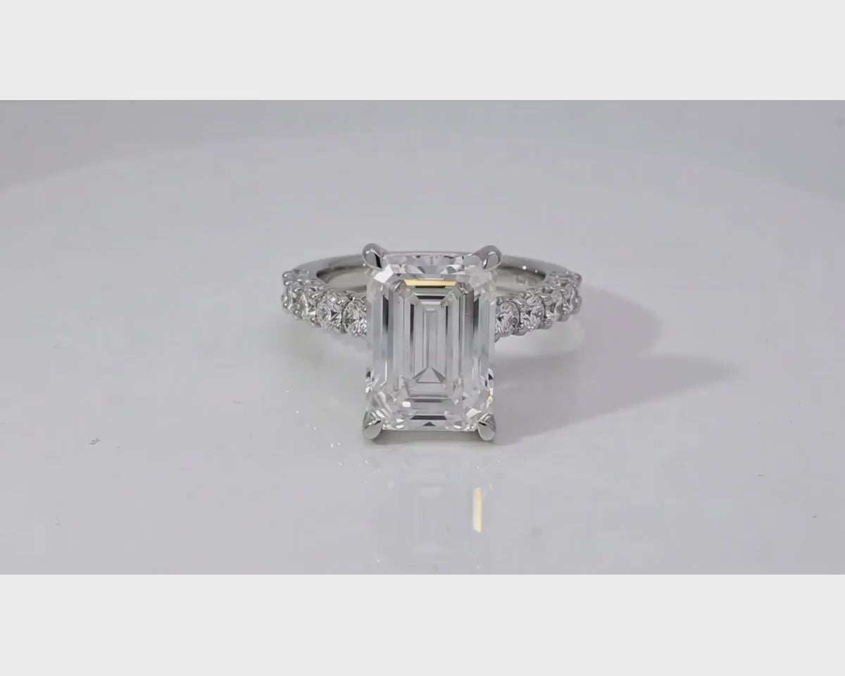 14k Emerald Cut Classic Micropavé Engagement Ring 6.43 CT – product video