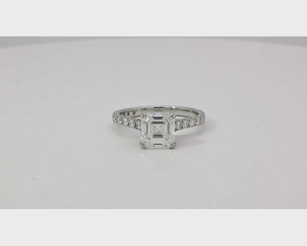 14k Gold Diamond Solitaire Ring with Emerald-Cut Center 2.62ct – product video