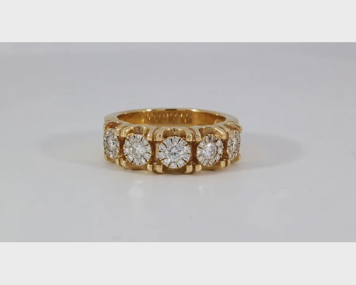 14k Gold Multi-Stone Diamond Ring with Round Brilliant Cut 2.93ct – product video