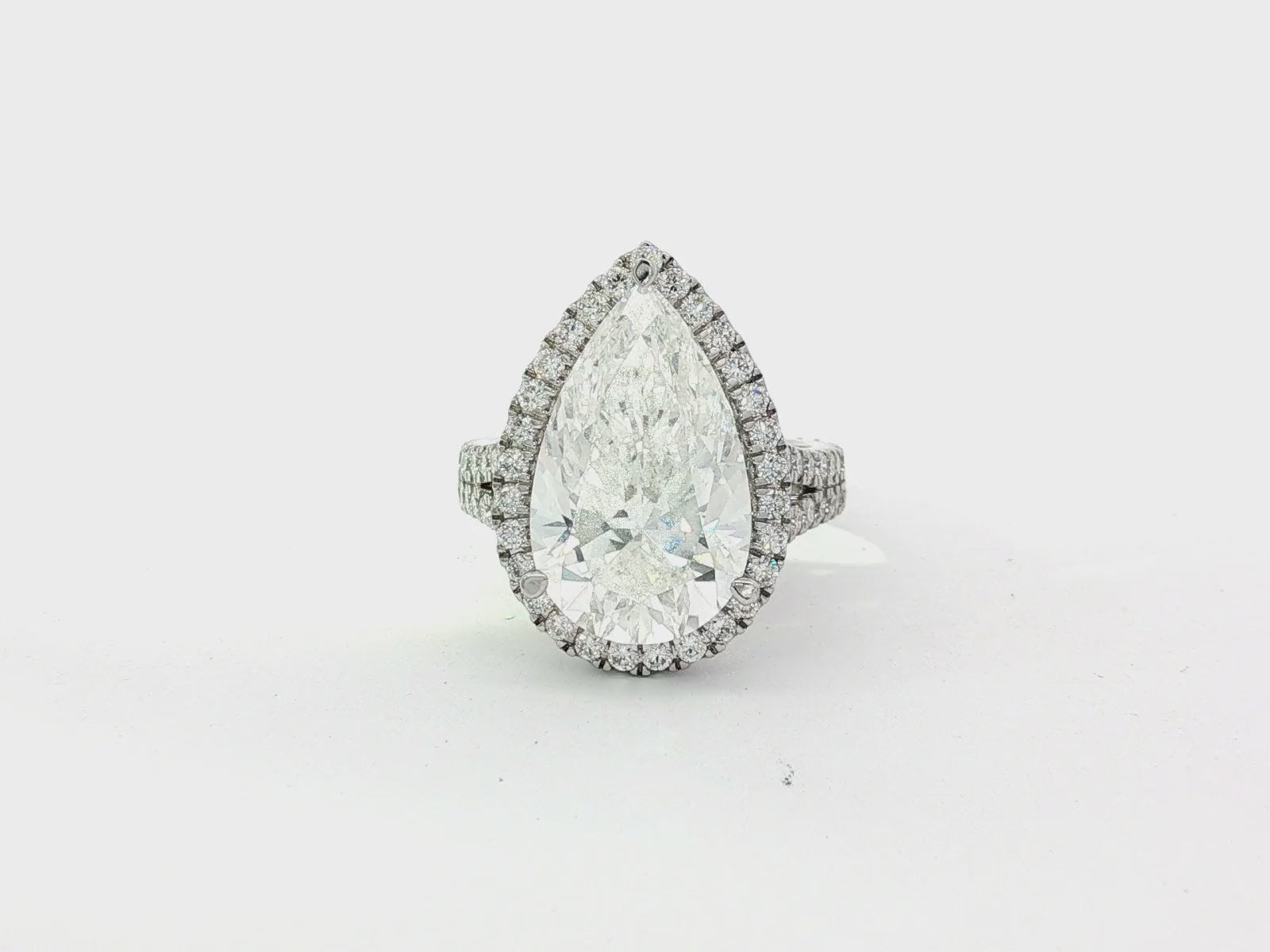 14k Pear Cut Halo Double-Row Micropavé Engagement Ring 8.60 CT