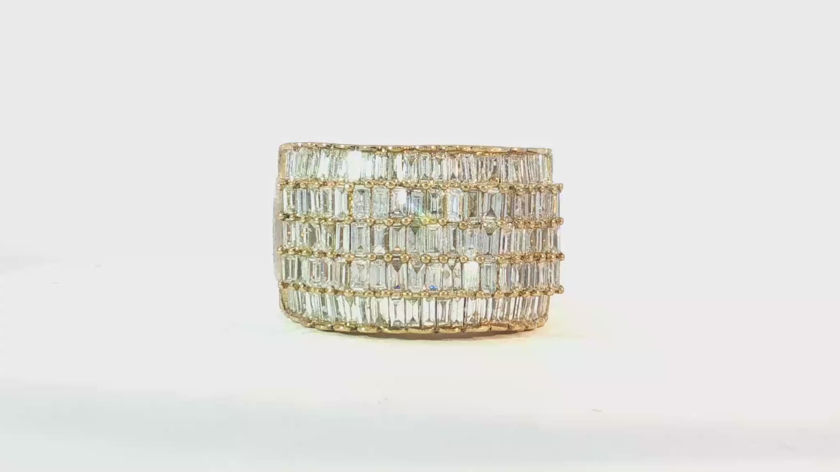 10K Gold Wide Baguette Diamond Ring with Clean Row Setting 3.00ct