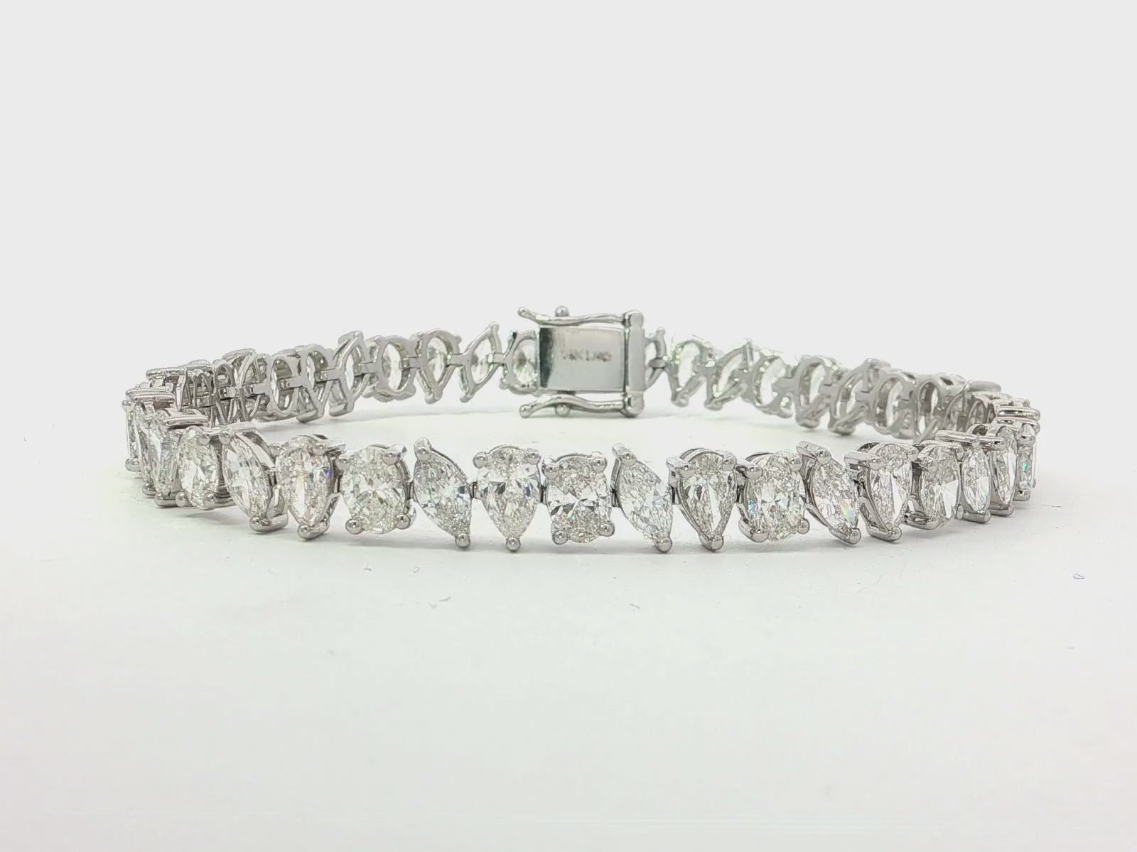 14K Gold Diamond Bracelet with Mixed Shape Design 11.98 CT