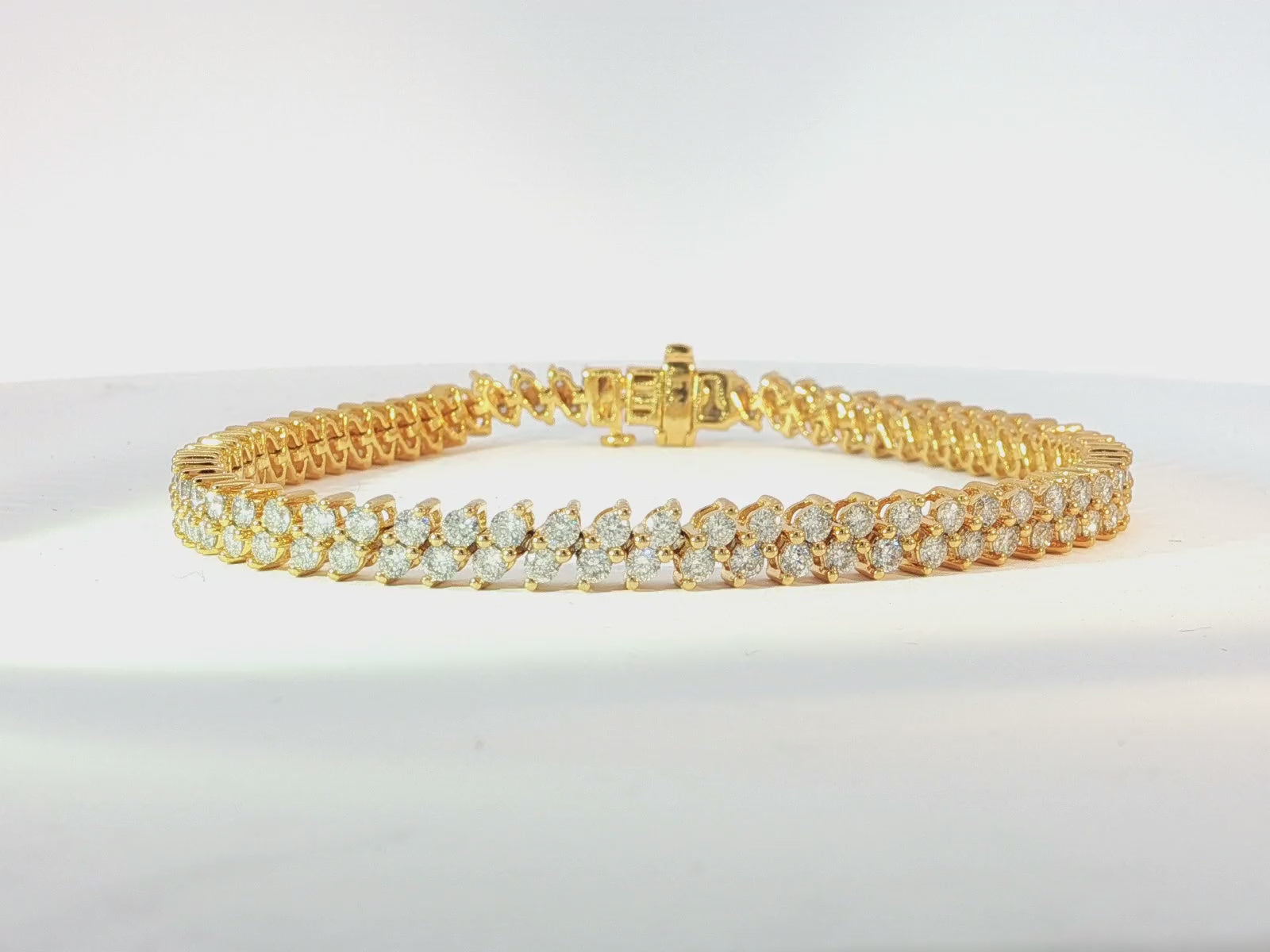 10k Gold Diamond Bracelet with Double Row Round Cut Accents 4.0ct