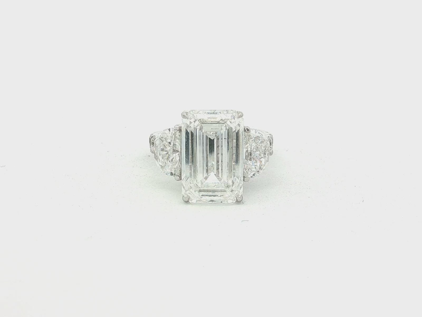 14k Emerald Cut Three Stone Engagement Ring - VS1 with 10.70ct