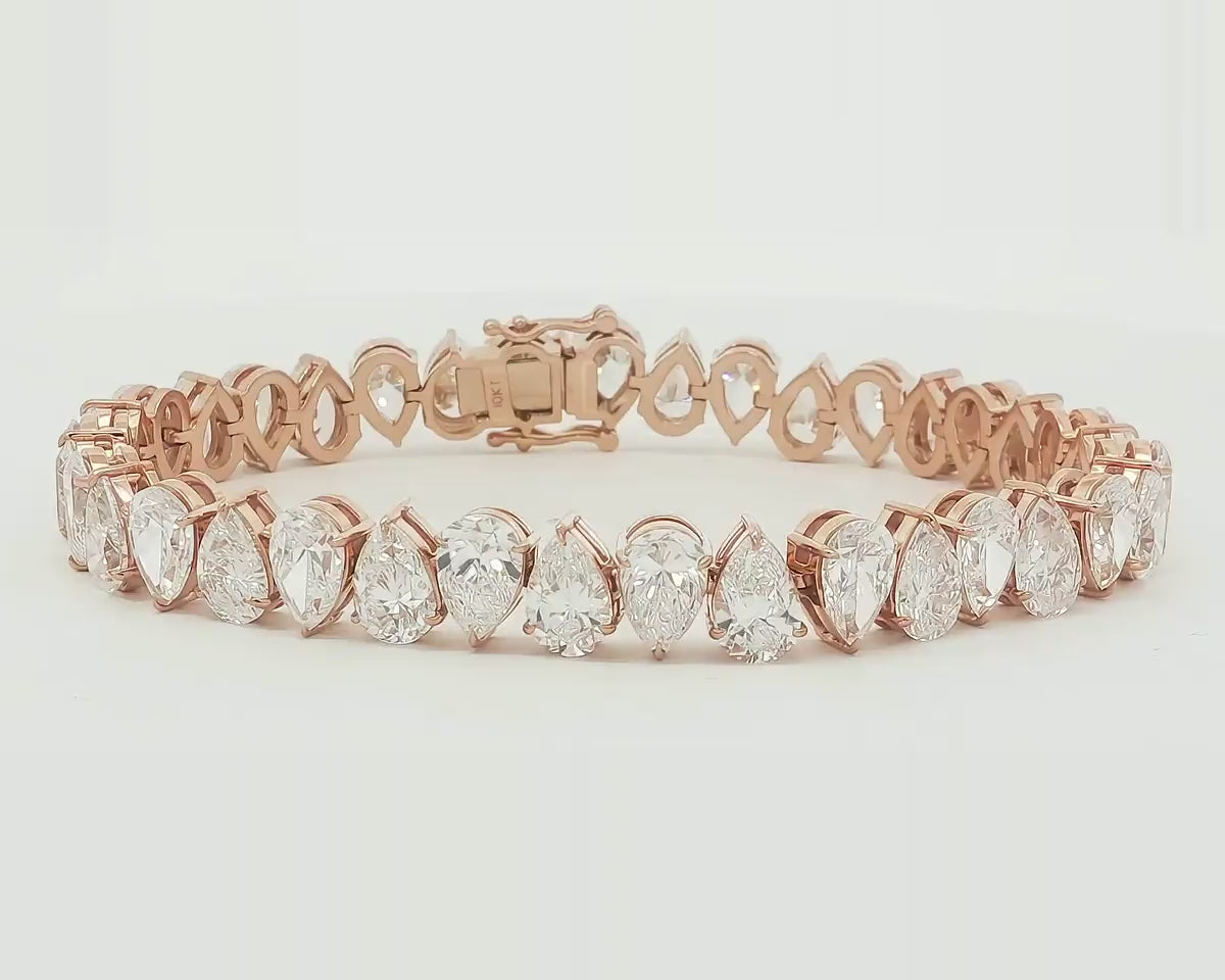 10K Gold Lab Diamond Pear Shape Bracelet Elegant Design 27.64 CT – product video