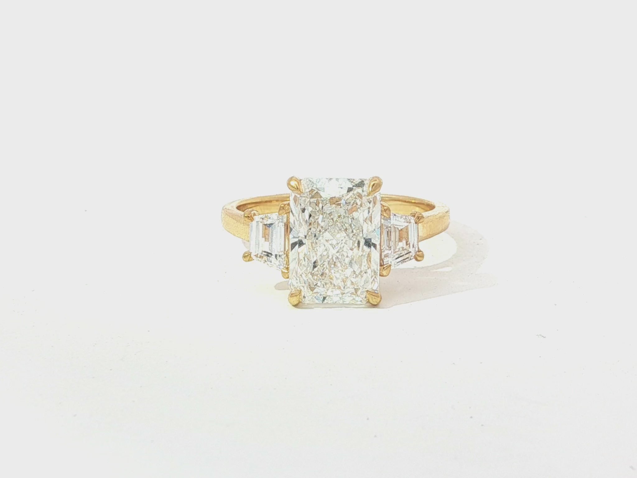 14k Gold Diamond Ring with Emerald-Cut Center Stone & Baguette Accents 3ct