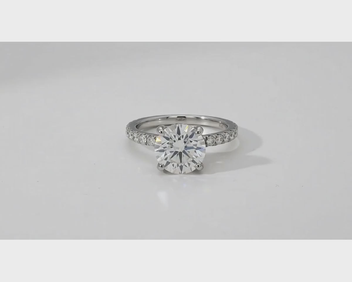 18k Emerald Cut Diamond Micropavé Seamless Band Engagement Ring 3.24ct – product video