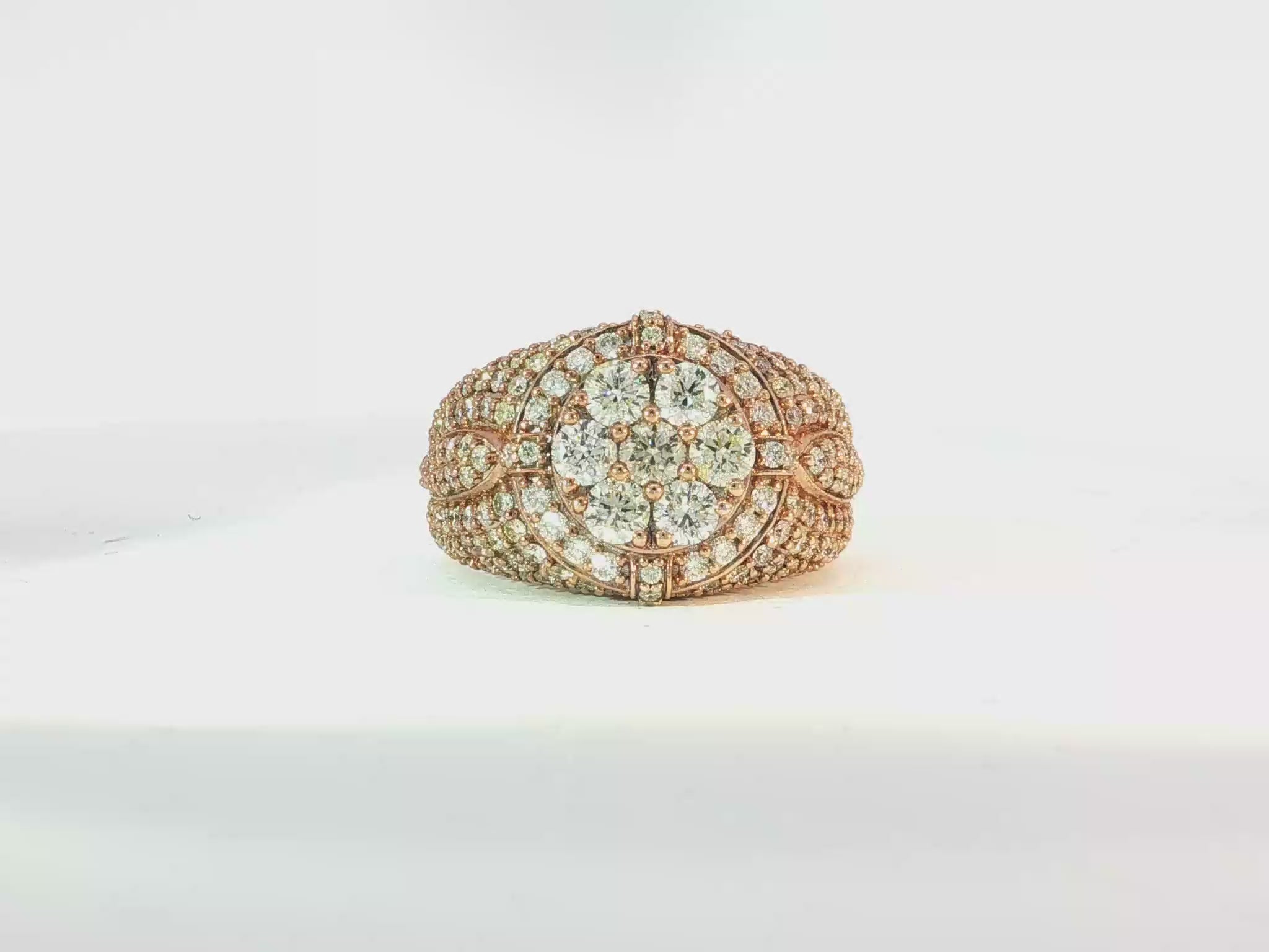 14K Gold Large 3D Cluster Round Diamond Ring 3.77ct