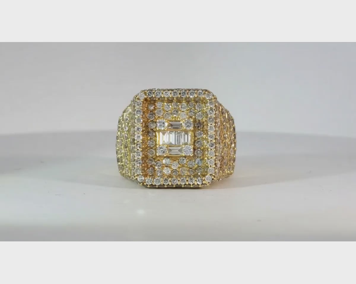 10k Gold Rectangle Frame Ring with Center Square Diamonds 2.68ct – product video