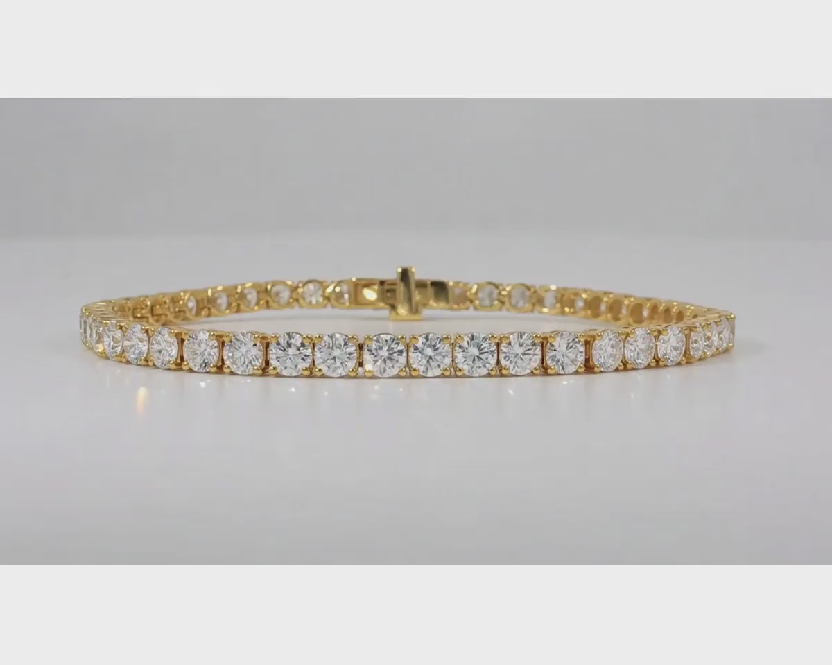 14k Gold Diamond Women’s Tennis Bracelet with Round-Cut Design 7.46ct – product video