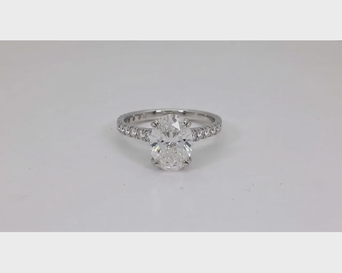 14k Oval Cut Petite Micropavé Engagement Ring 2.20 CT – product video