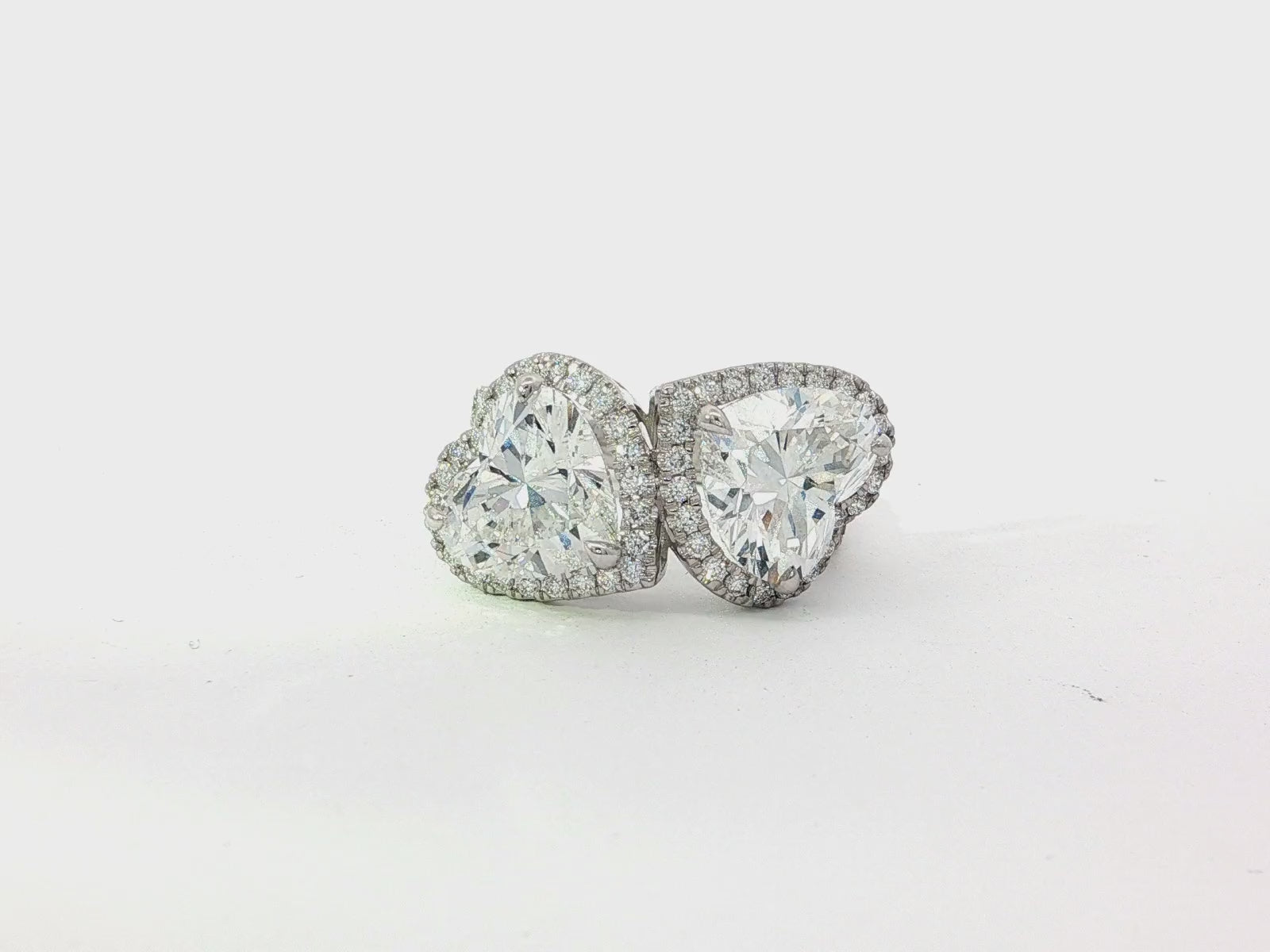 14k Heart Cut Double Halo Micropavé Engagement Ring 7.00 CT