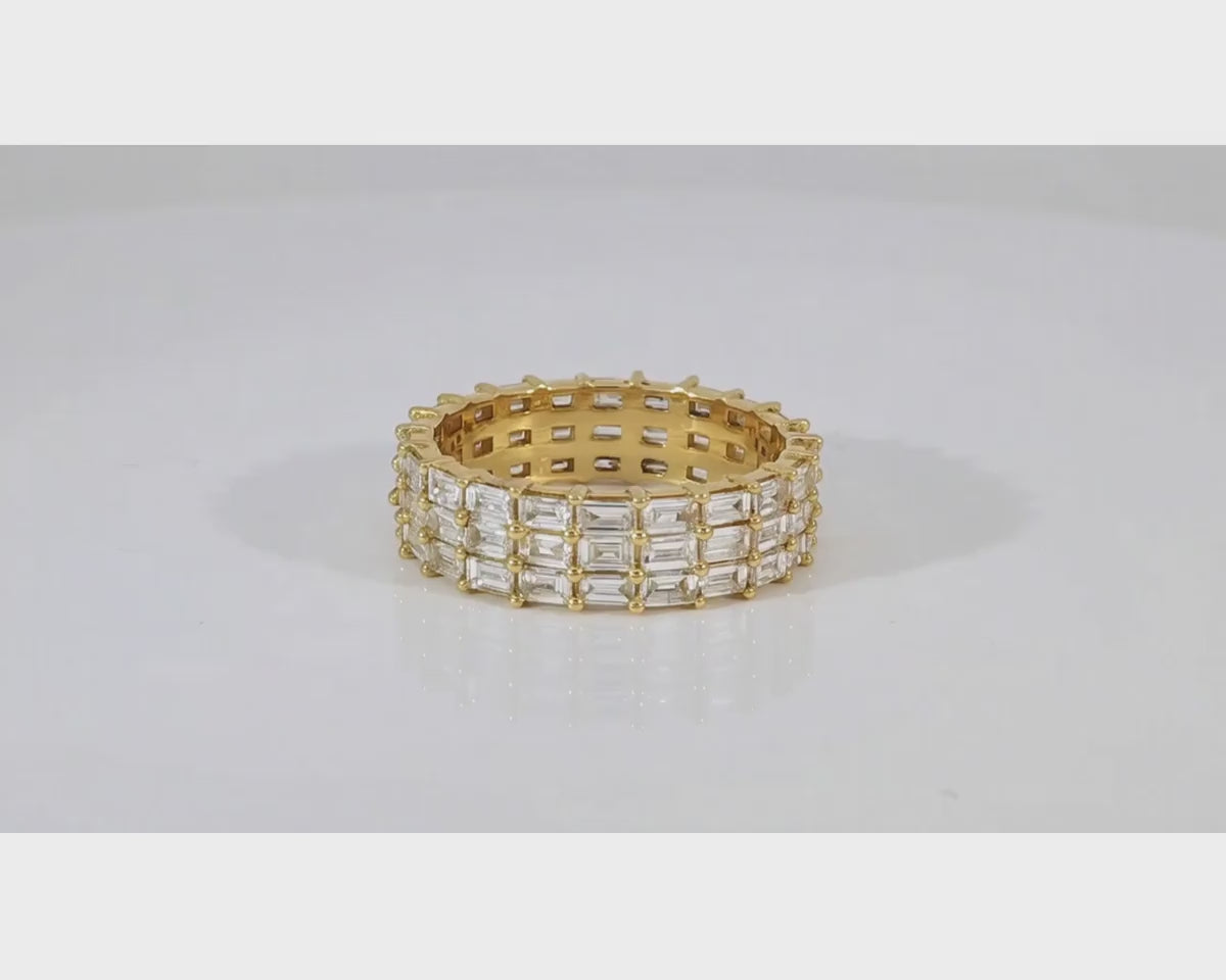10K Gold Eternity Ring with Emerald Cut Diamonds 3.7ct – product video