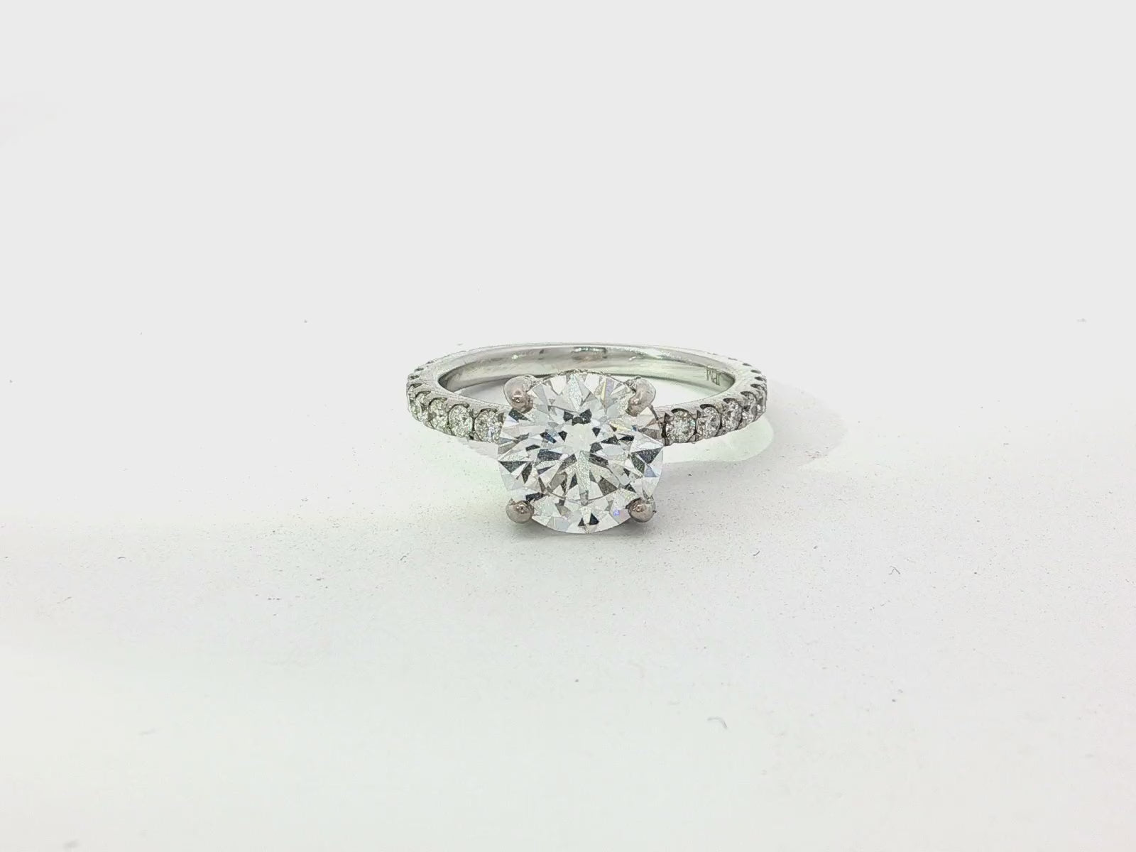 18k Emerald Cut Diamond Micropavé Seamless Band Engagement Ring 3.24ct