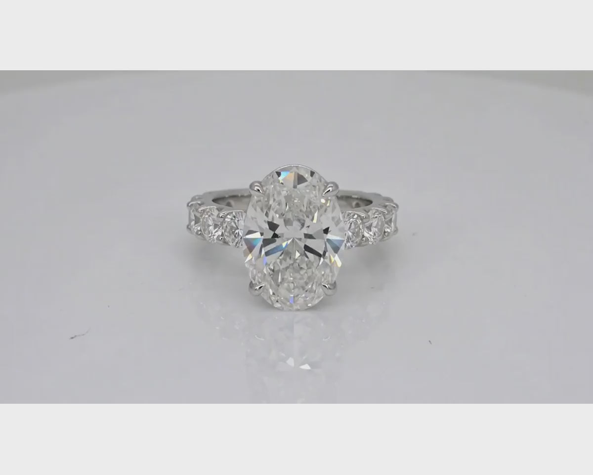 14k Oval Cut Diamond Eternity-Style Engagement Ring 7.26 CT – product video