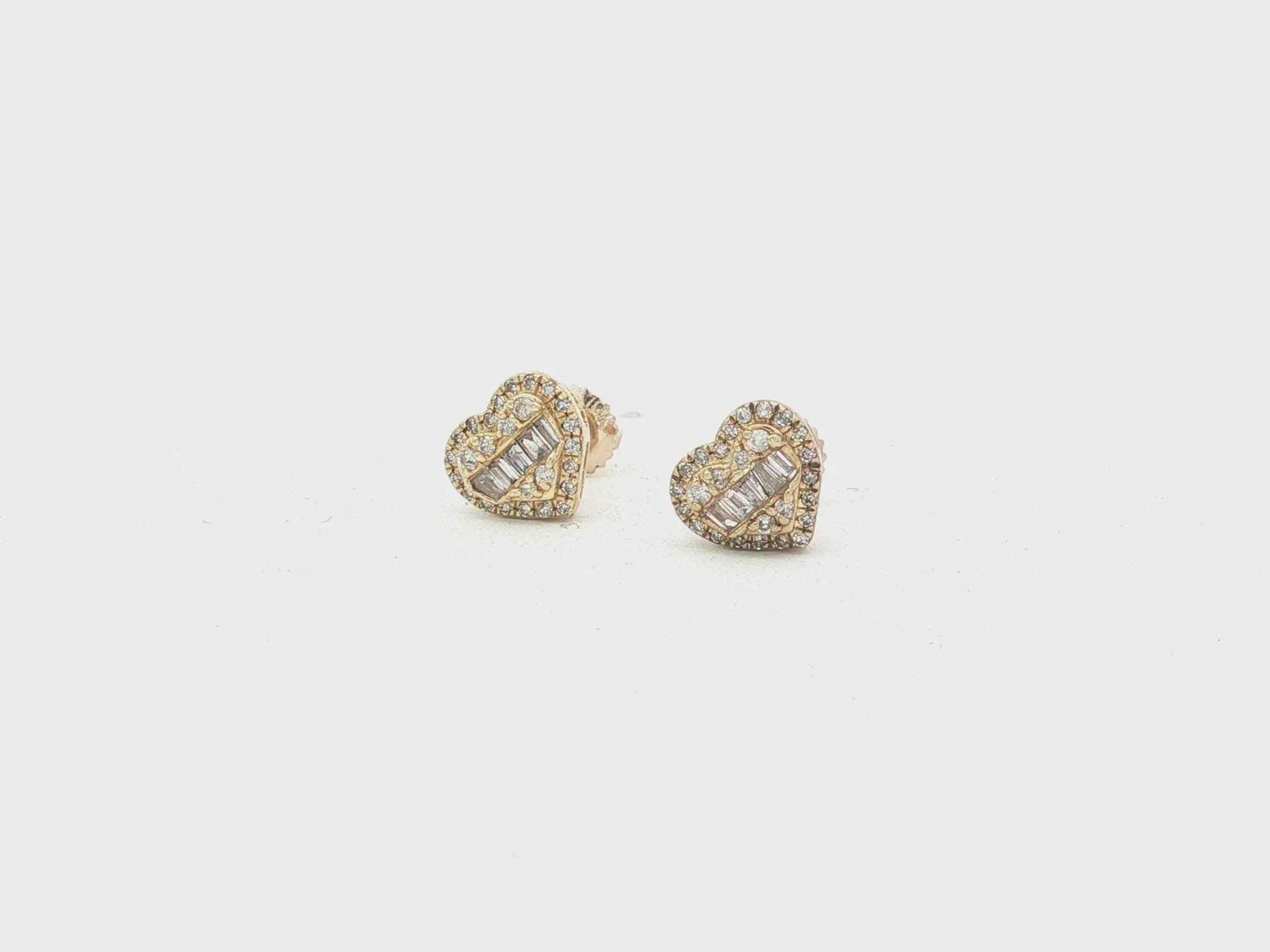 10K Gold Heart Stud Earrings with Mixed Diamond Accents 0.33 CT