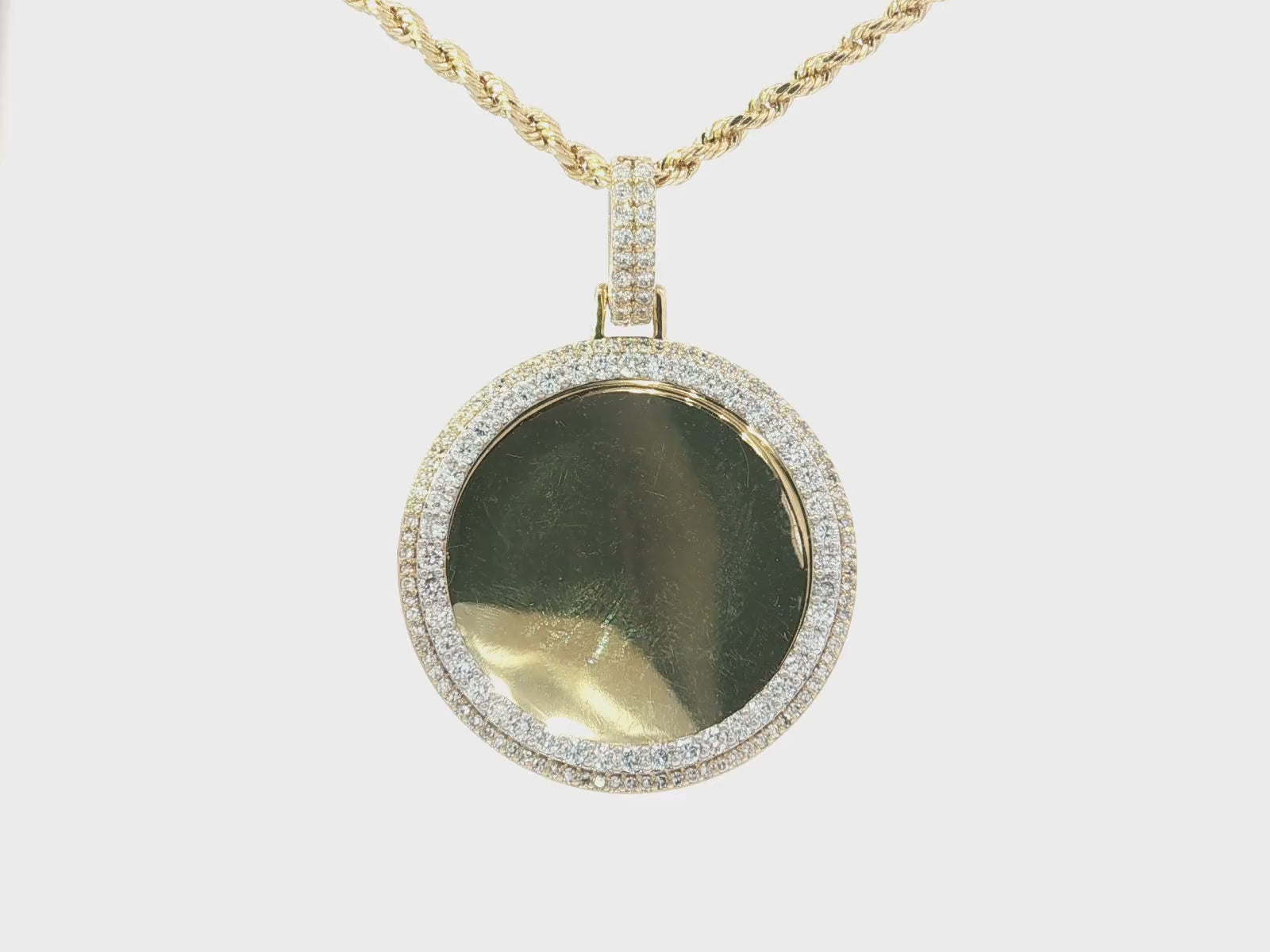 10k Gold Diamond Round Double Halo Memory Charm 1.85ct