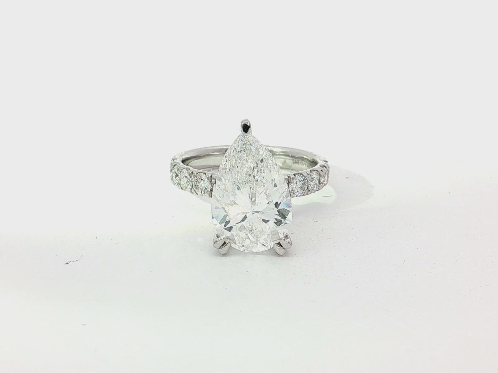 14k Pear Cut Micropavé Engagement Ring 5.02 CT