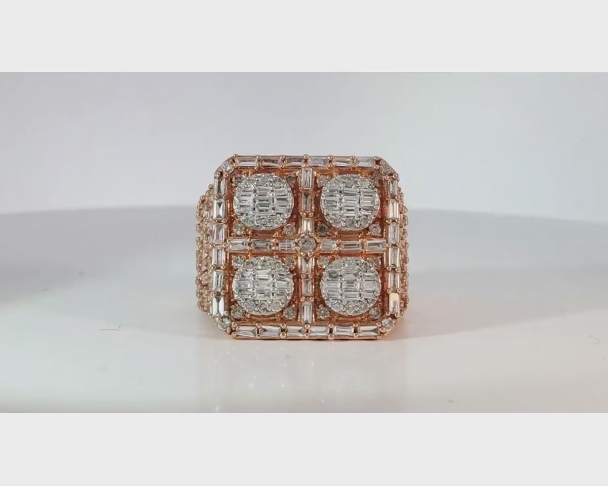 10k Two-Tone Gold Ring with Four Circle Diamond Clusters 2.50ct – product video