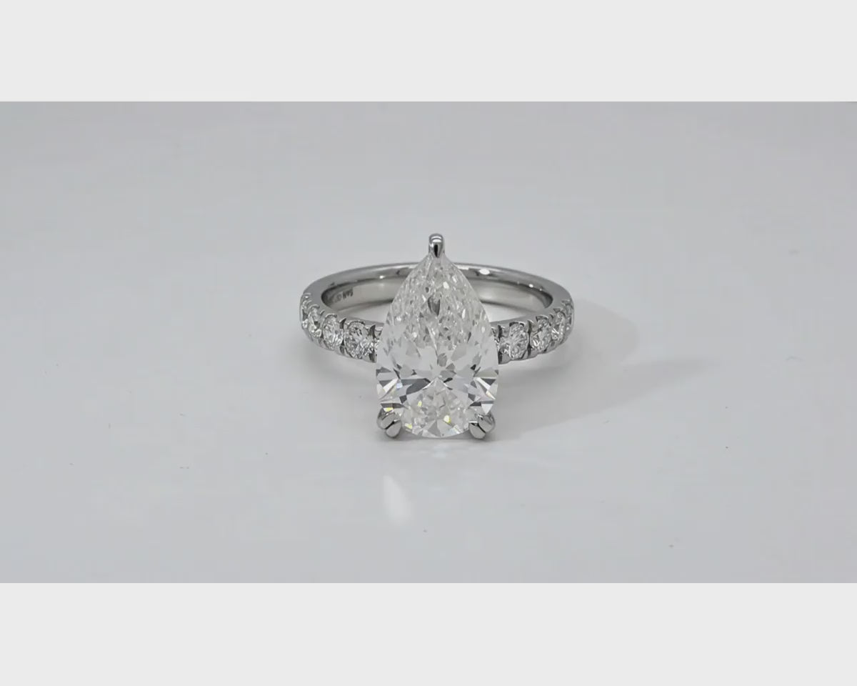14k Pear Cut  Micropavé Engagement Ring 3.73 CT – product video