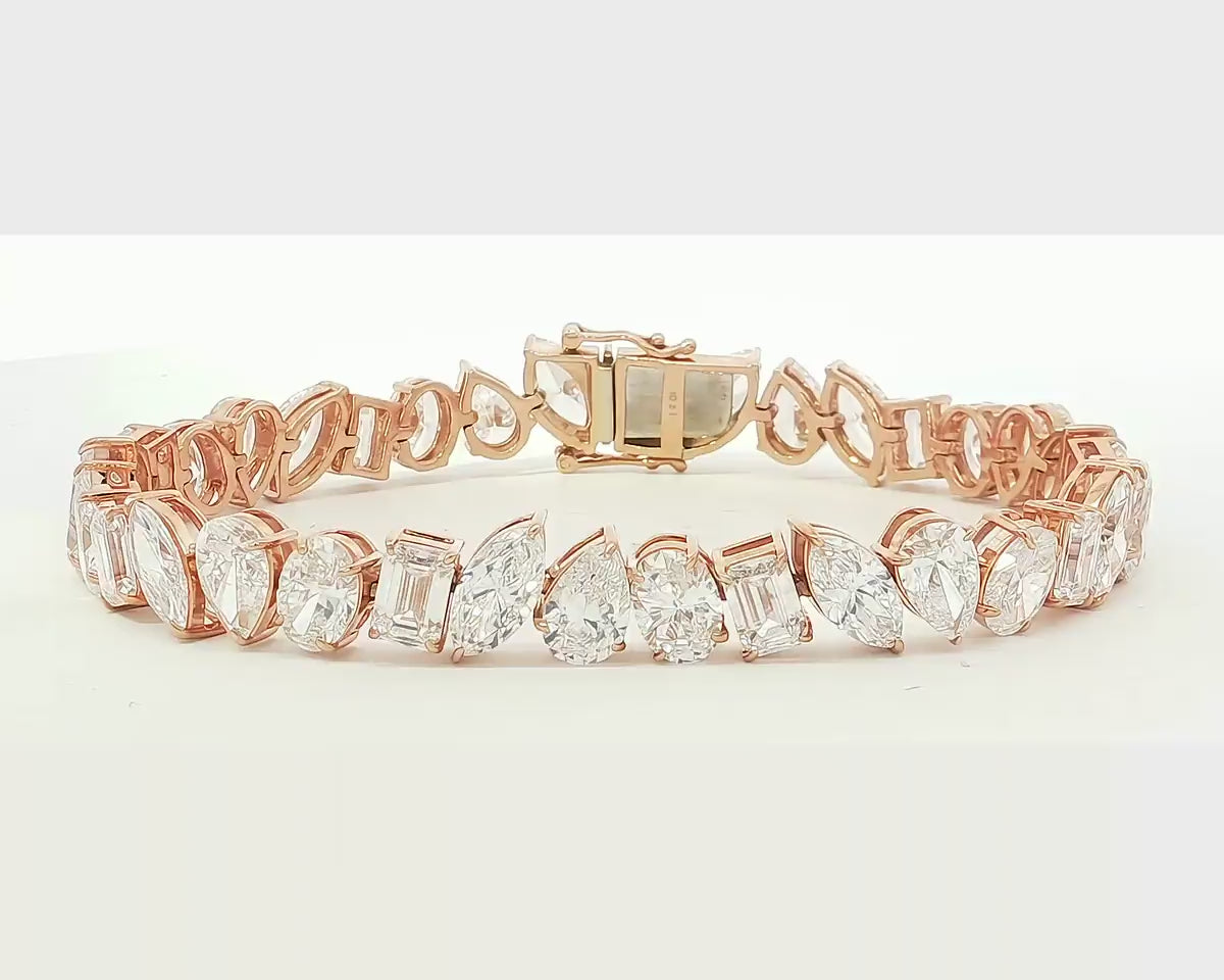 10K Gold Lab Diamond Tennis Bracelet Oval and Baguette 24.90 CT – product video