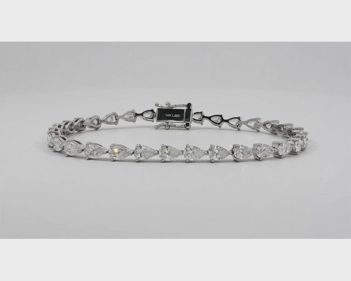 14K Pear-Cut Lab-Grown Diamond Tennis Bracelet 6.65ct – product video