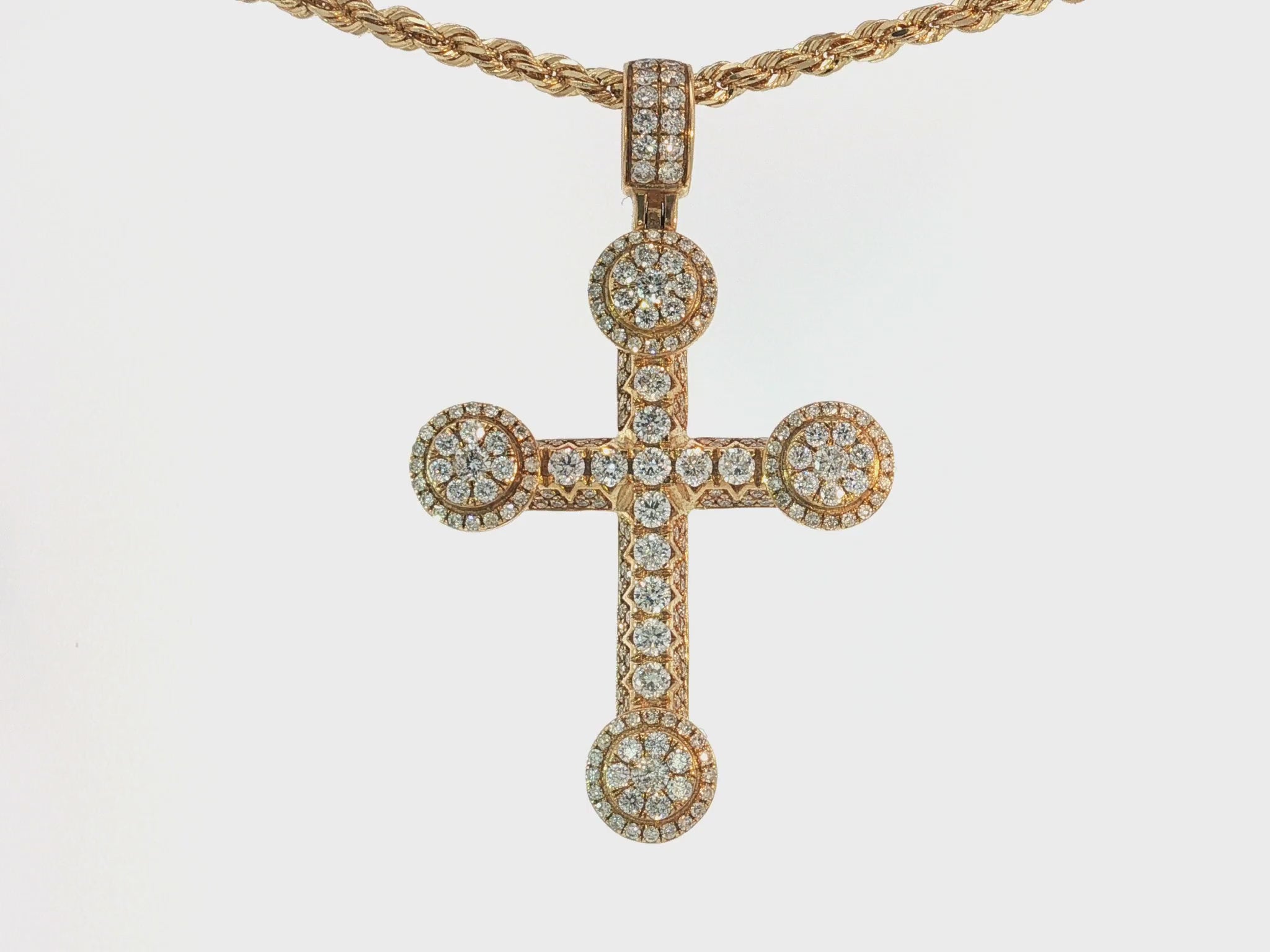 14k Gold Diamond Cross Pendant with Round-Cut Accents 2.50ct