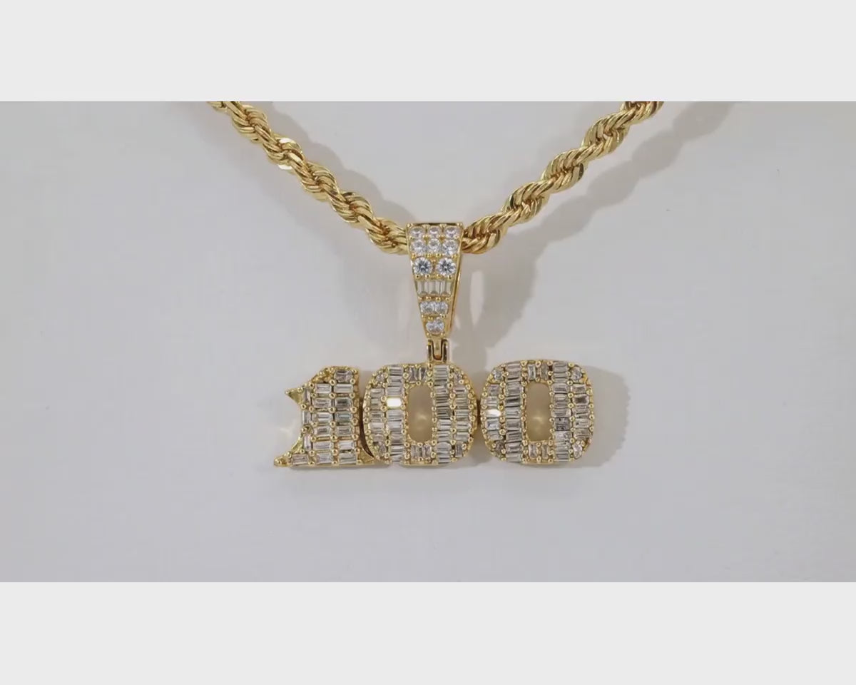 10k Gold Diamond Dollar Sign Pendant with Round & Baguette Accents 2.5ct – product video